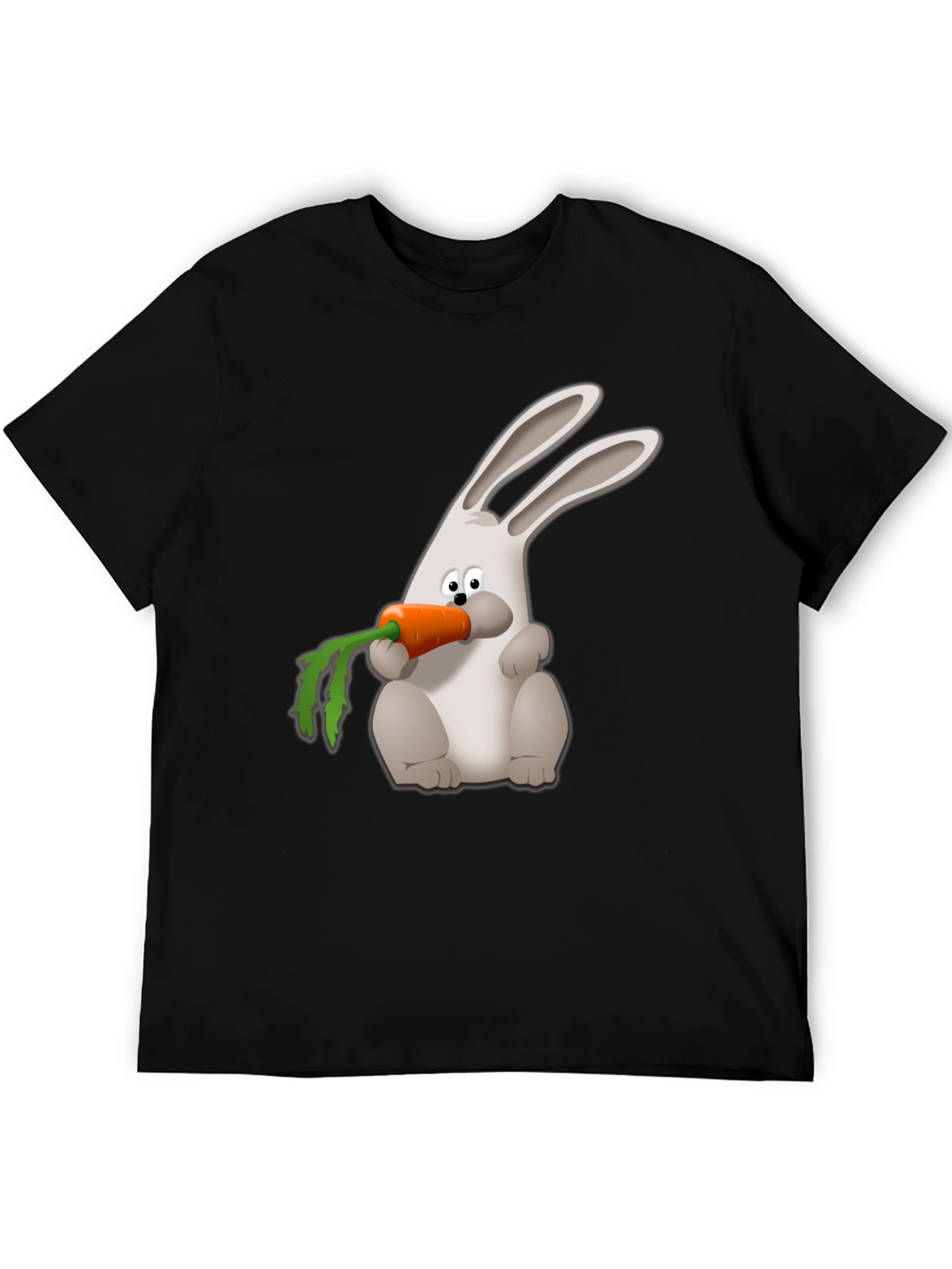 Rabbit Carrot Graphic Tee - Black Cotton Shirt