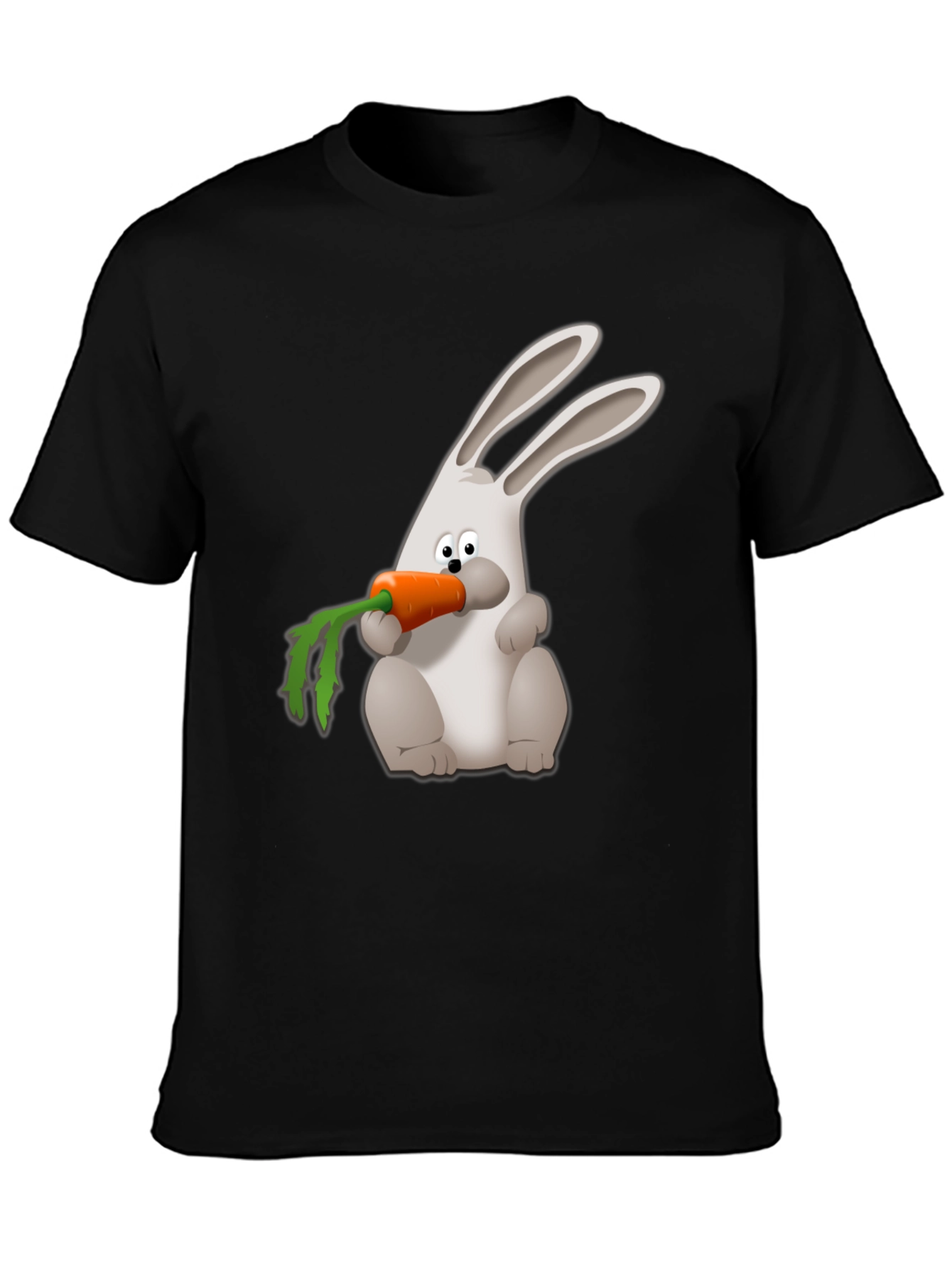 Rabbit Carrot Graphic Tee - Black Cotton Shirt