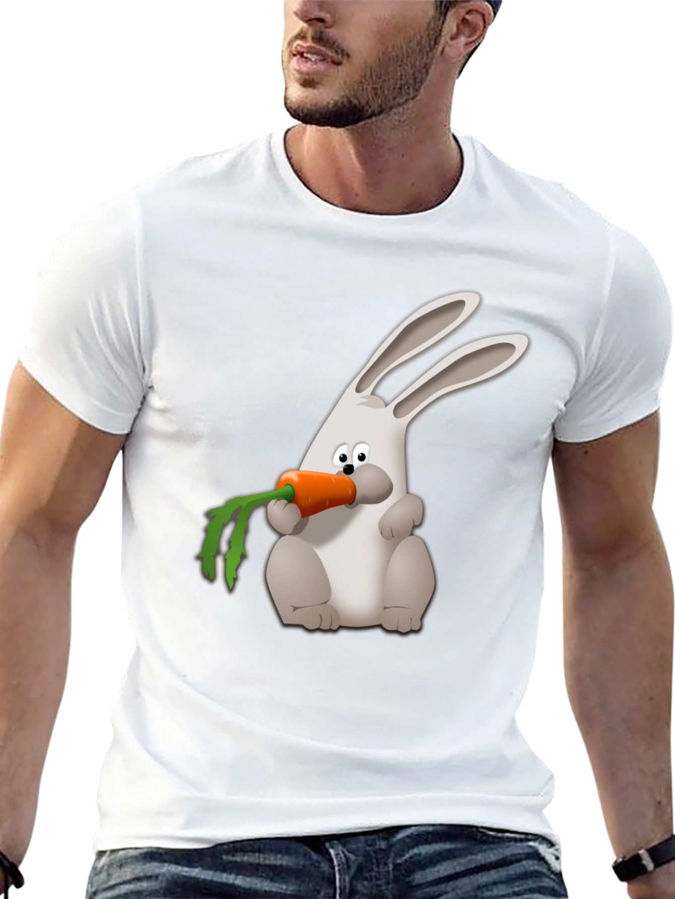 Rabbit Carrot Graphic Tee - Black Cotton Shirt