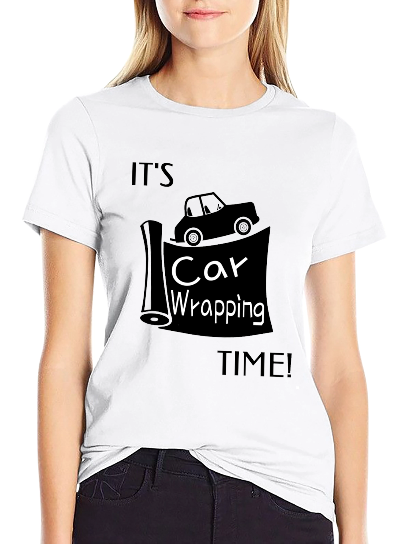 Car Wrapping Time Tee - Auto Enthusiast Black T-Shirt
