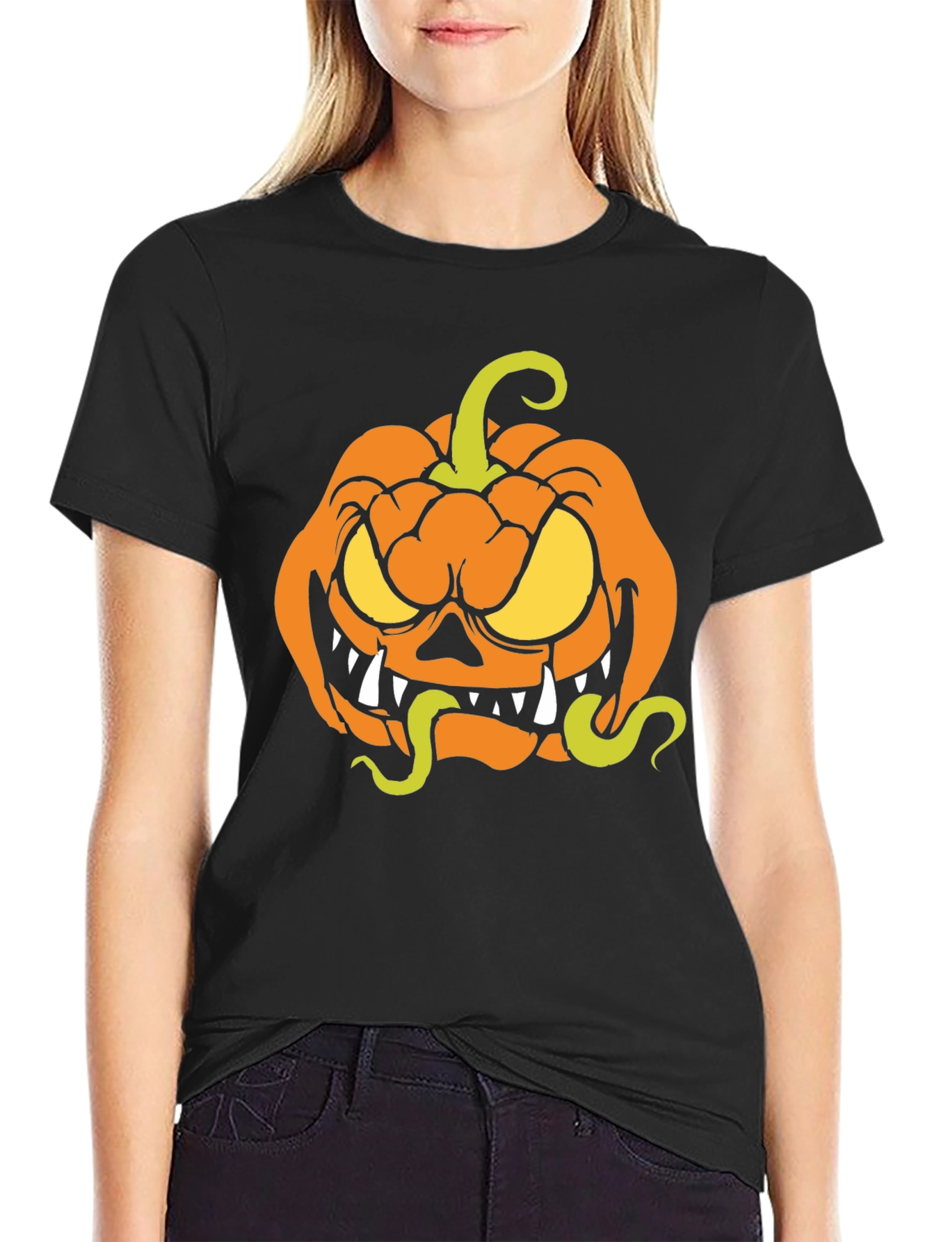 Halloween Pumpkin T-Shirt - Spooky Cartoon Design
