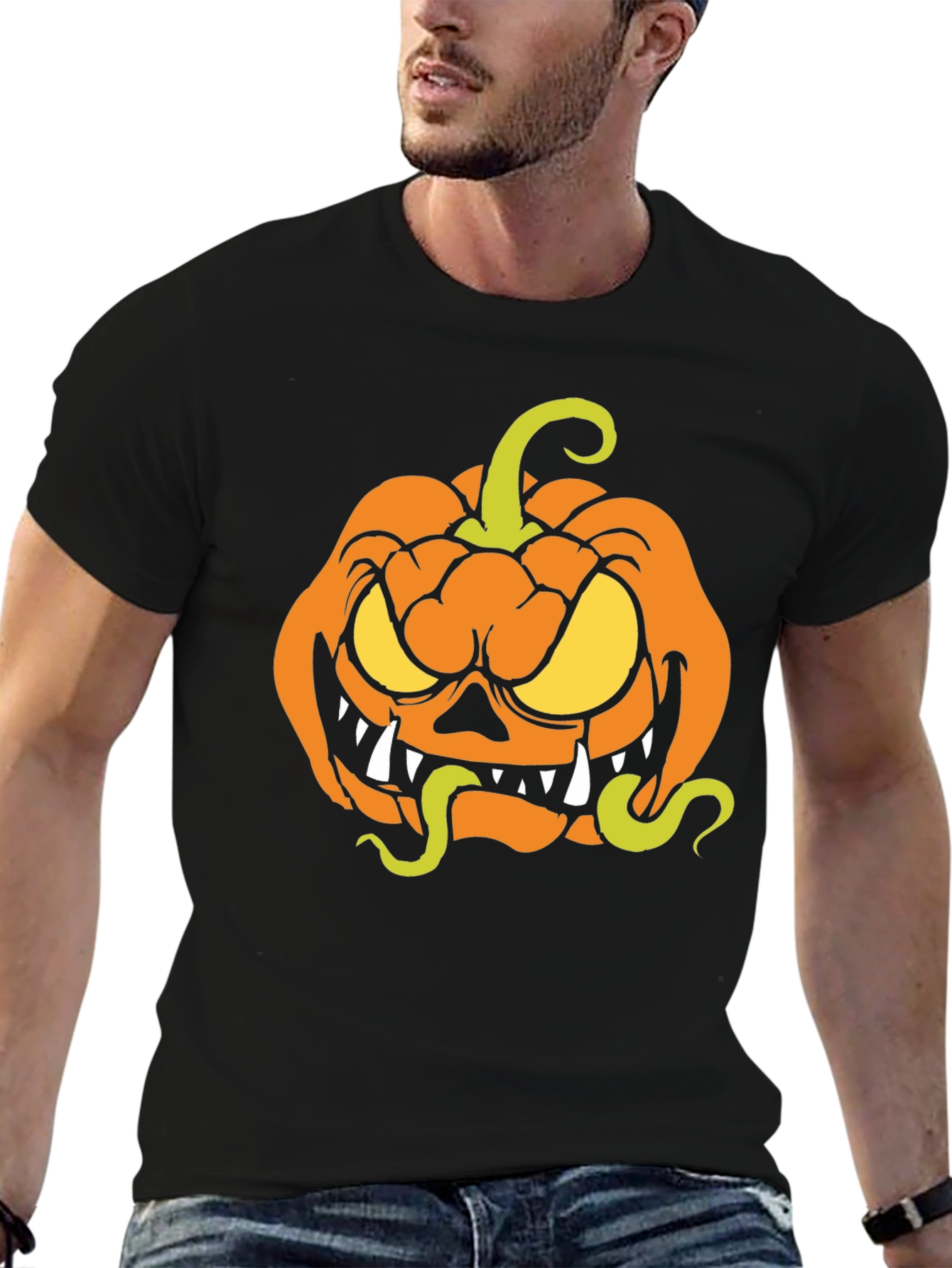 Halloween Pumpkin T-Shirt - Spooky Cartoon Design