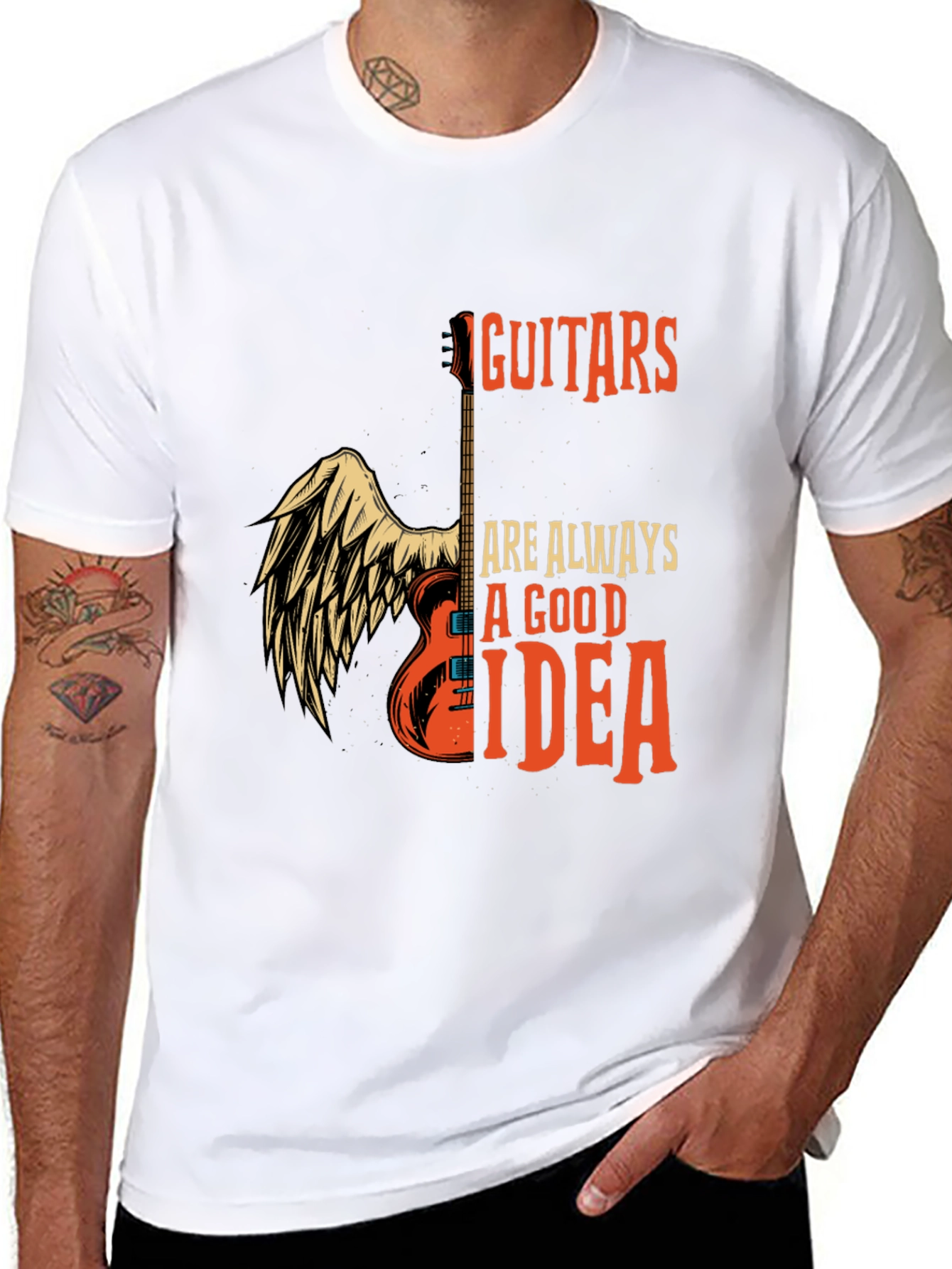 Guitar Always Good Idea Graphic T-Shirt - Black