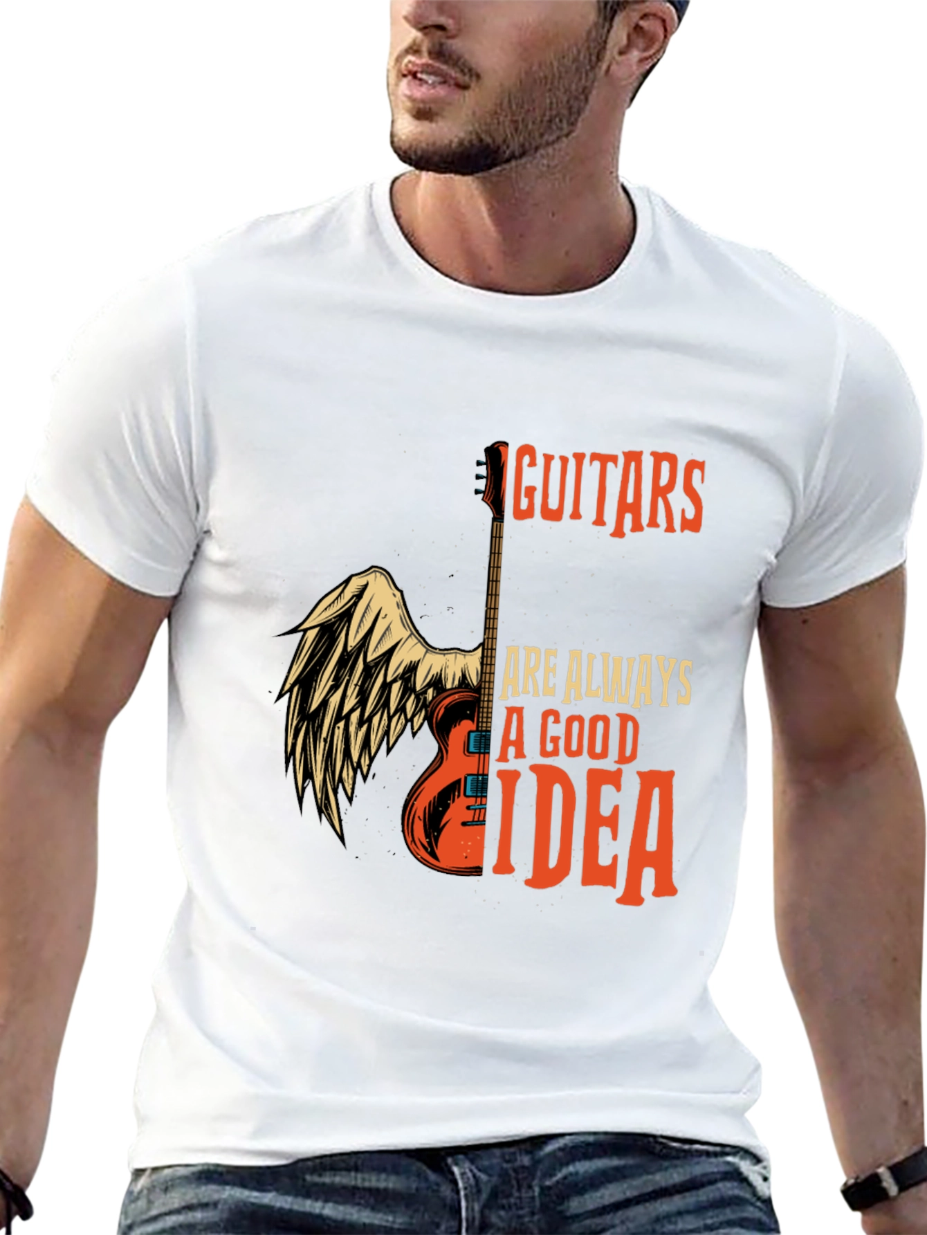 Guitar Always Good Idea Graphic T-Shirt - Black