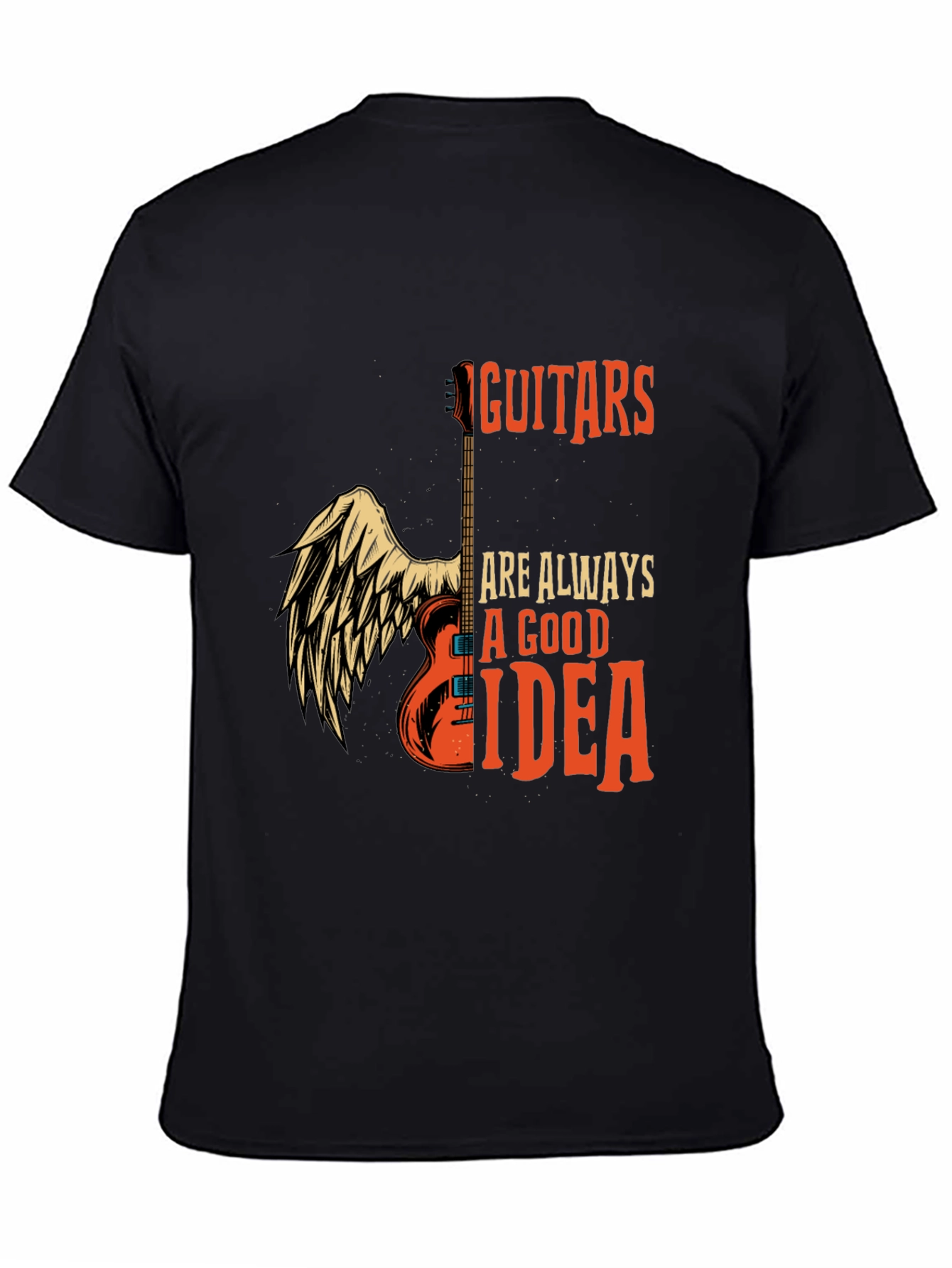 Guitar Always Good Idea Graphic T-Shirt - Black