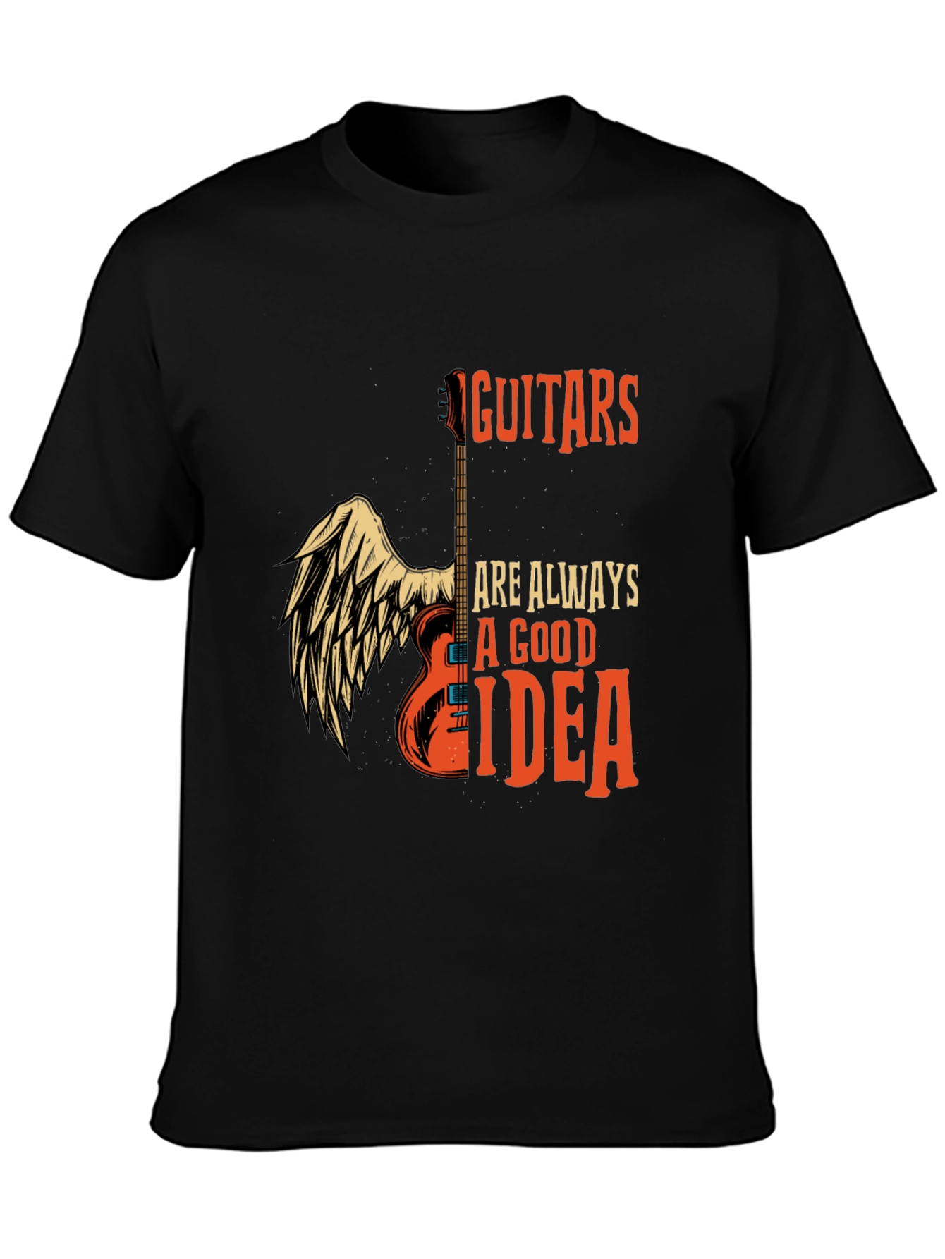 Guitar Always Good Idea Graphic T-Shirt - Black