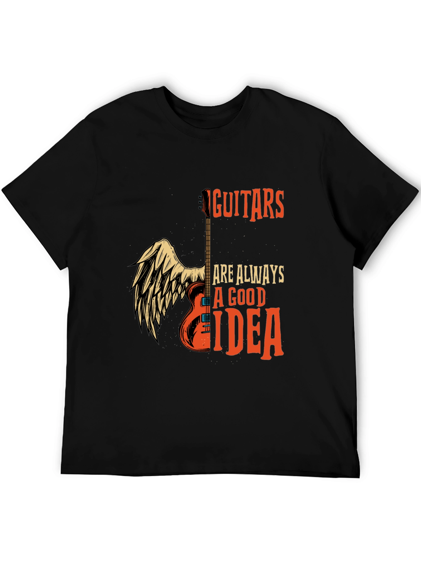 Guitar Always Good Idea Graphic T-Shirt - Black