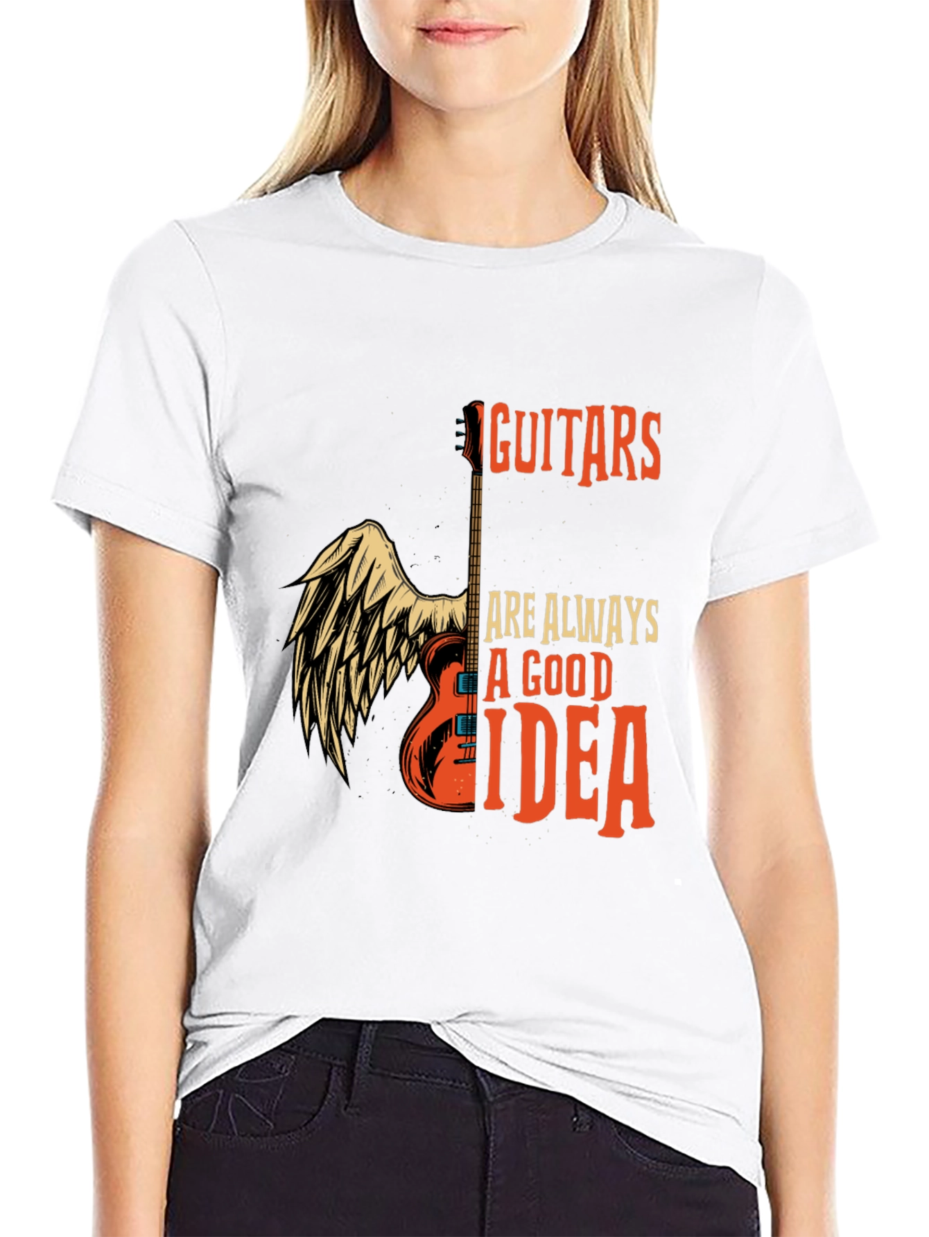 Guitar Always Good Idea Graphic T-Shirt - Black