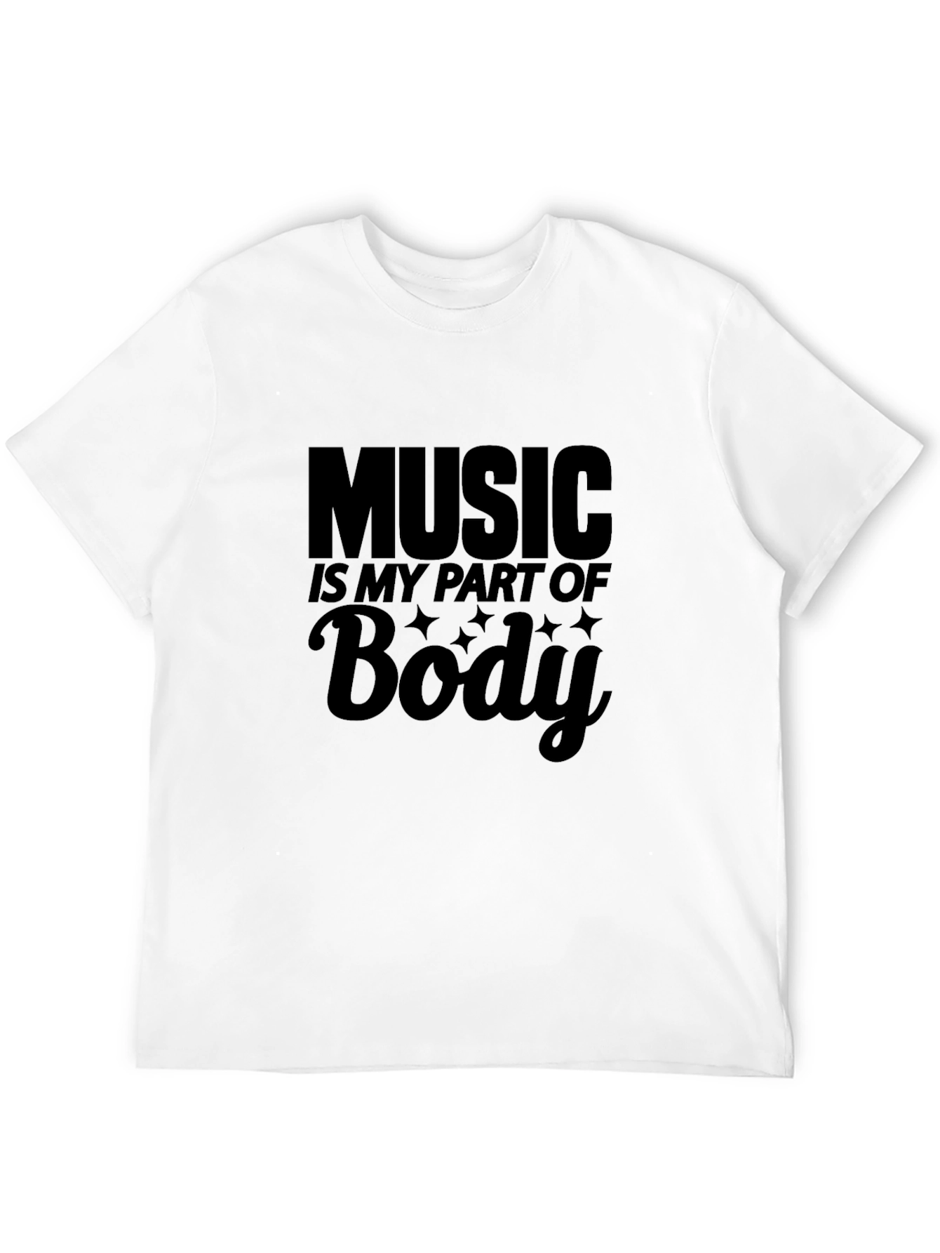 Music Is My Part of Body Black Graphic T-Shirt