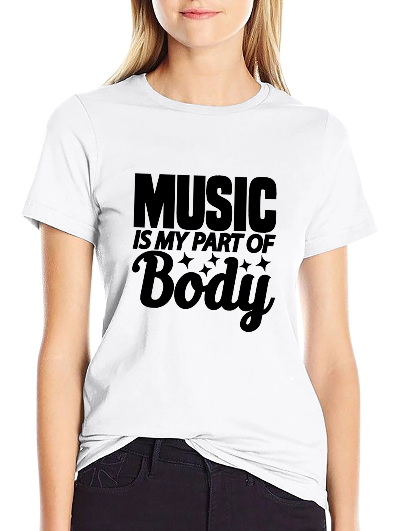 Music Is My Part of Body Black Graphic T-Shirt