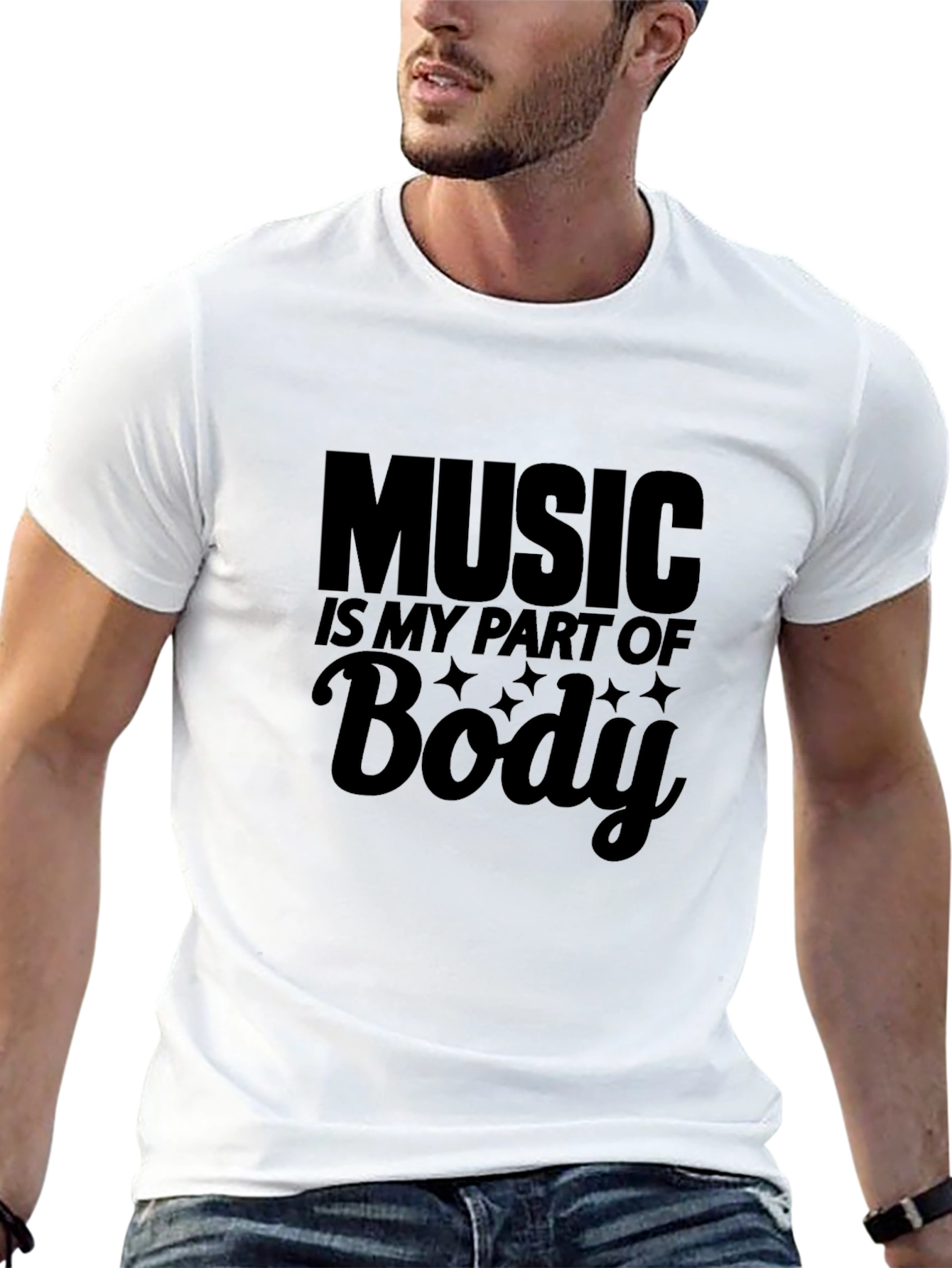 Music Is My Part of Body Black Graphic T-Shirt