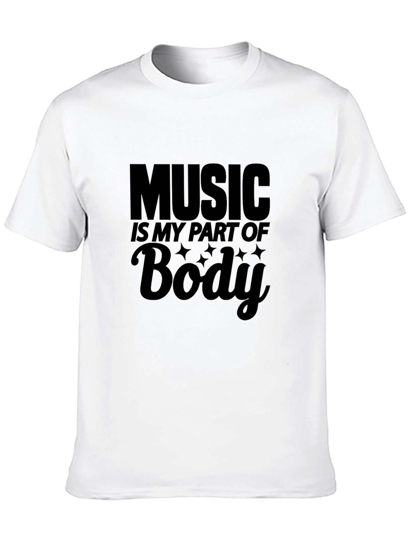 Music Is My Part of Body Black Graphic T-Shirt