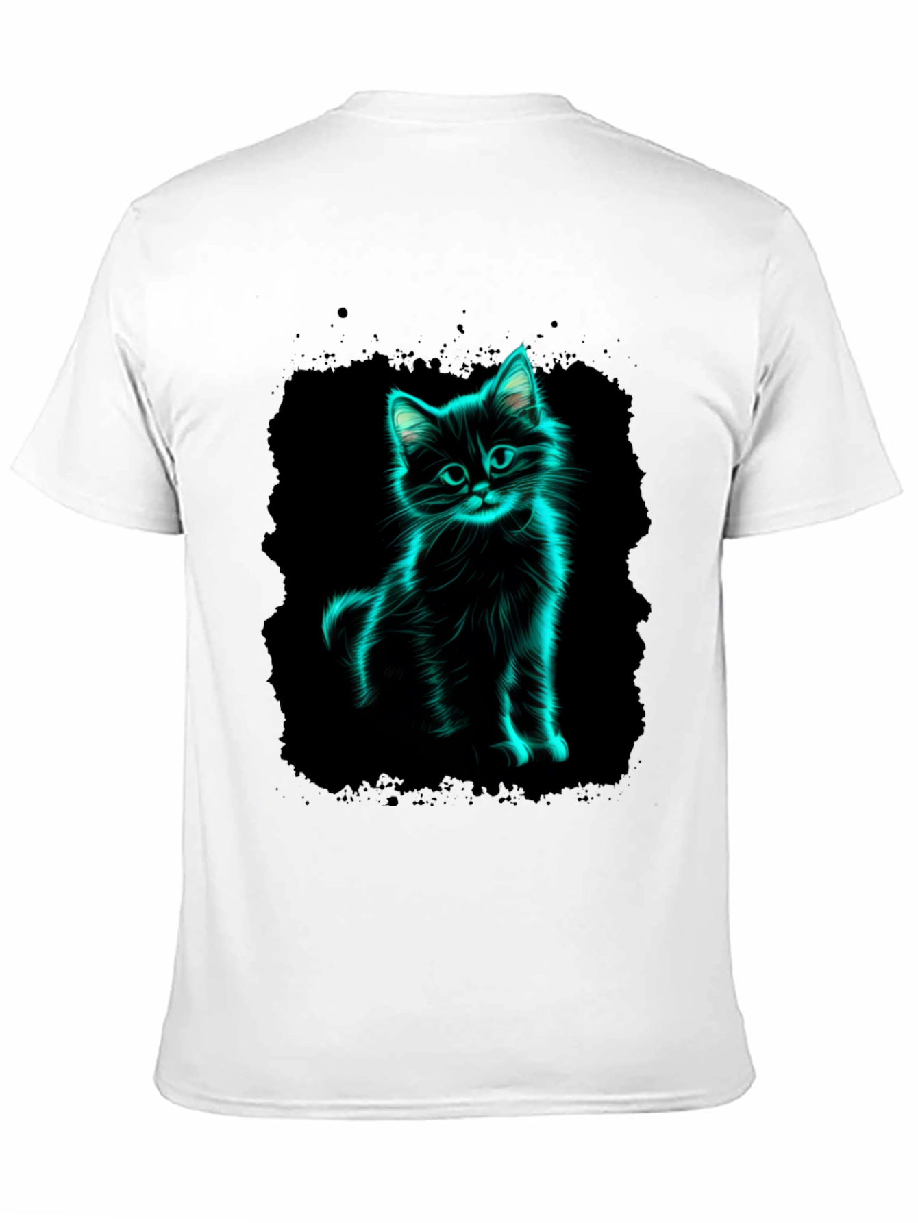 Neon Cat Graphic Black T-Shirt