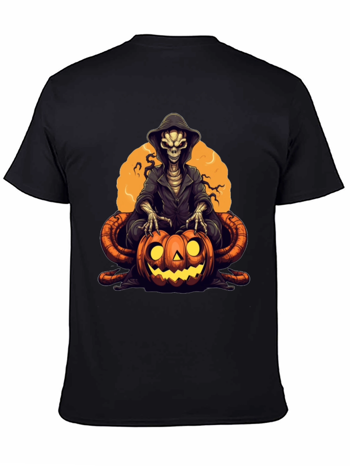 Grim Reaper Pumpkin Graphic Tee - Halloween Style