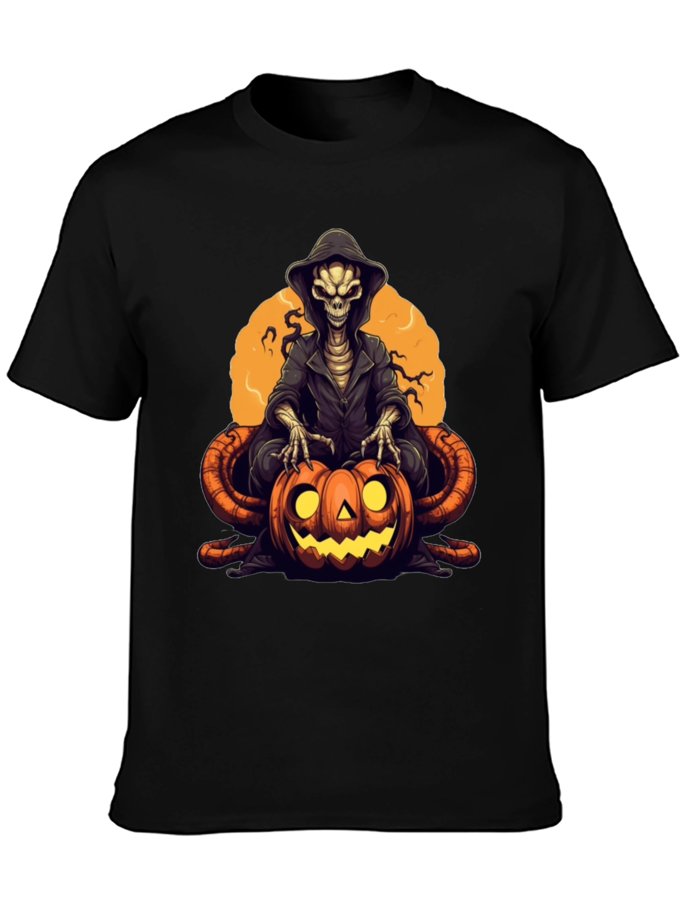 Grim Reaper Pumpkin Graphic Tee - Halloween Style