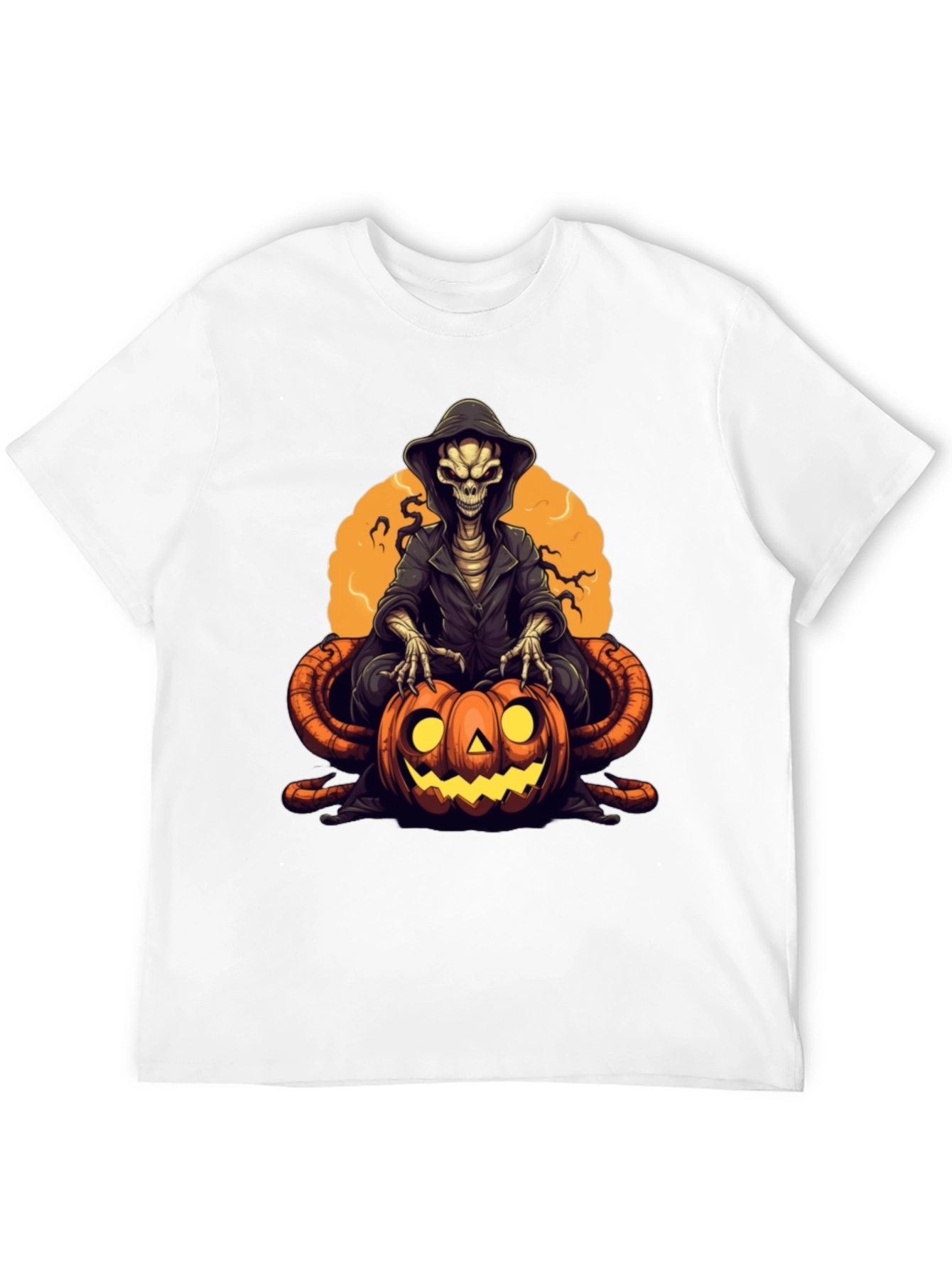 Grim Reaper Pumpkin Graphic Tee - Halloween Style