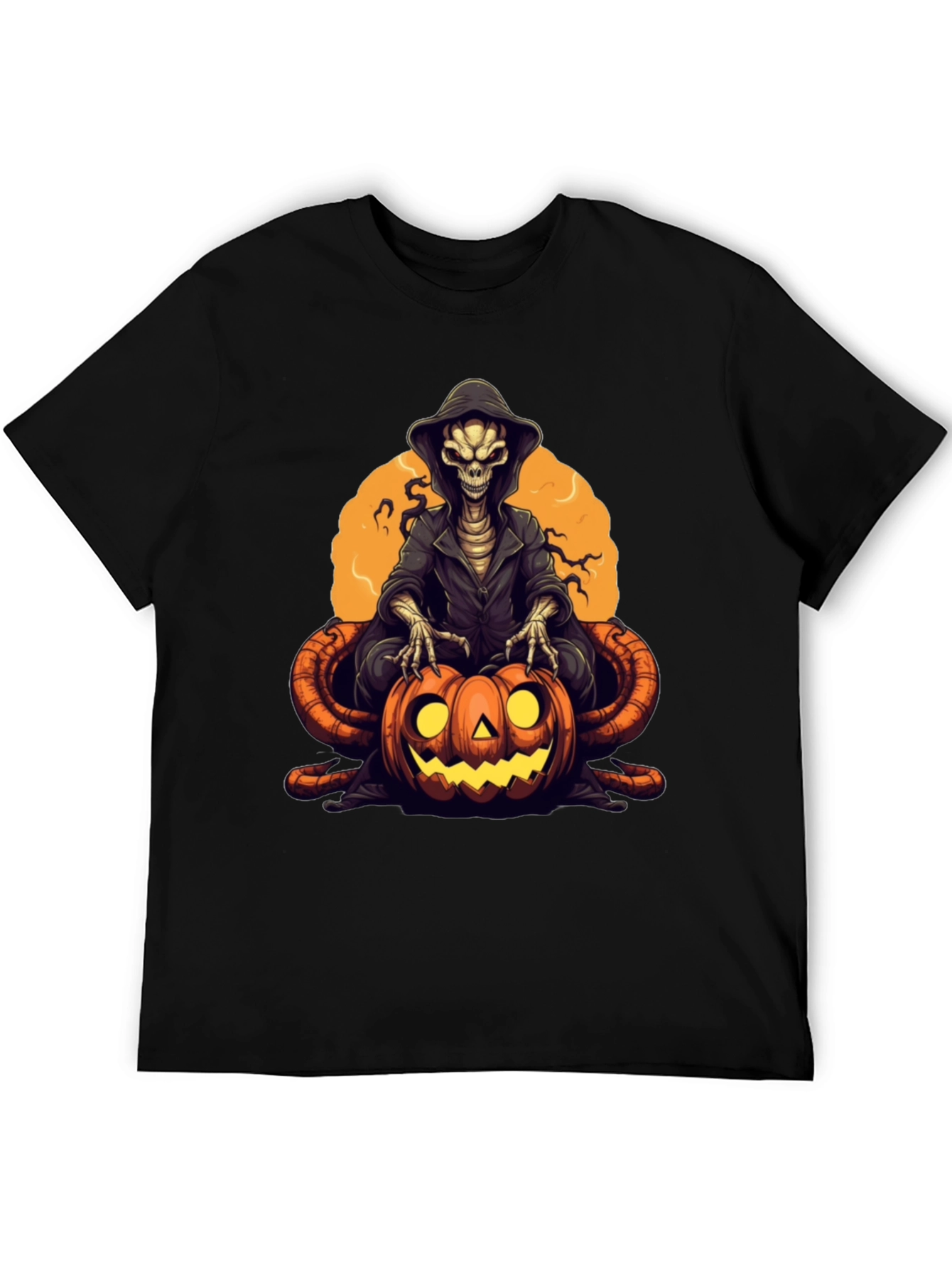 Grim Reaper Pumpkin Graphic Tee - Halloween Style
