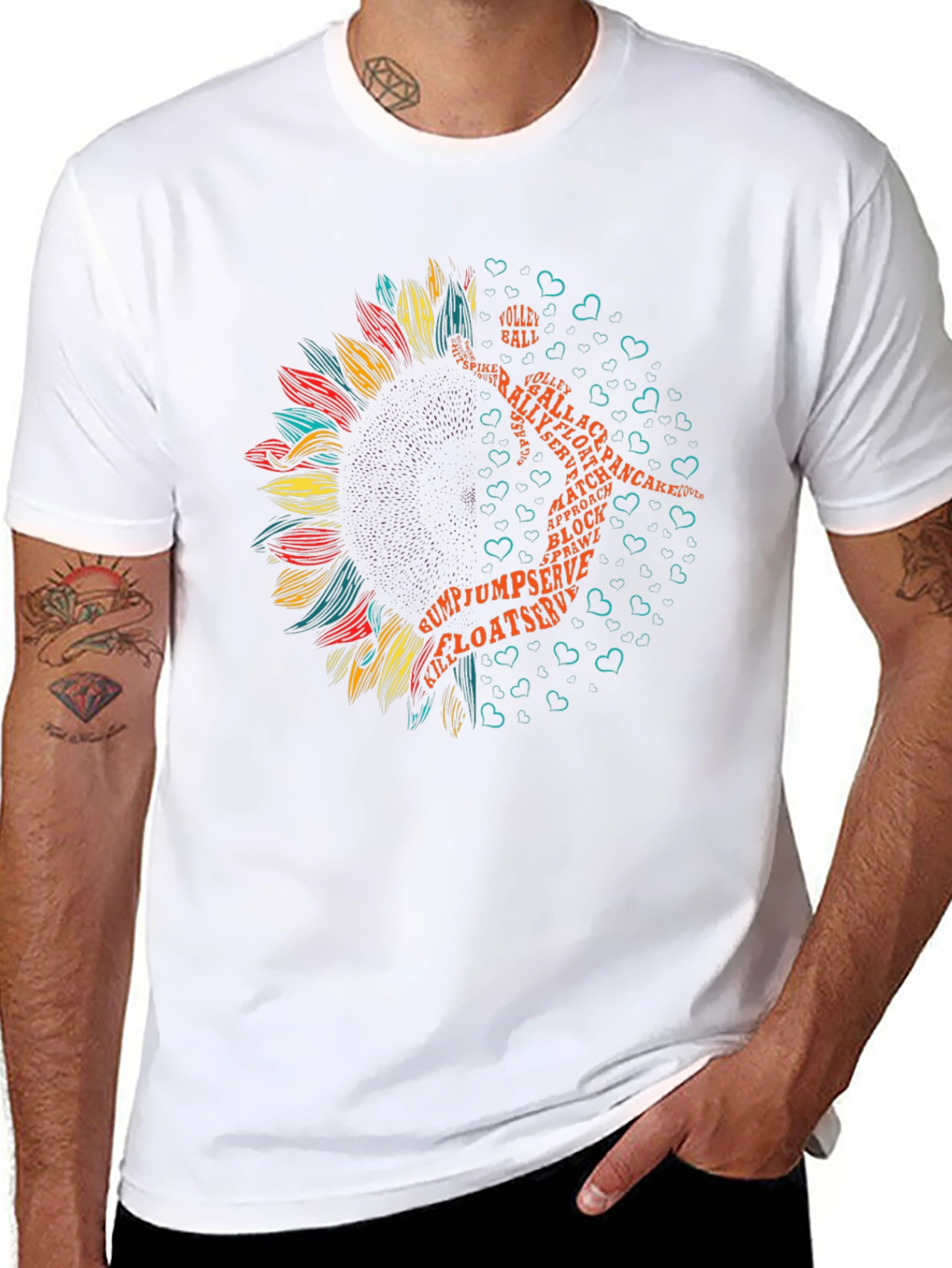 Volleyball Sunflower Graphic Tee - Sporty Style