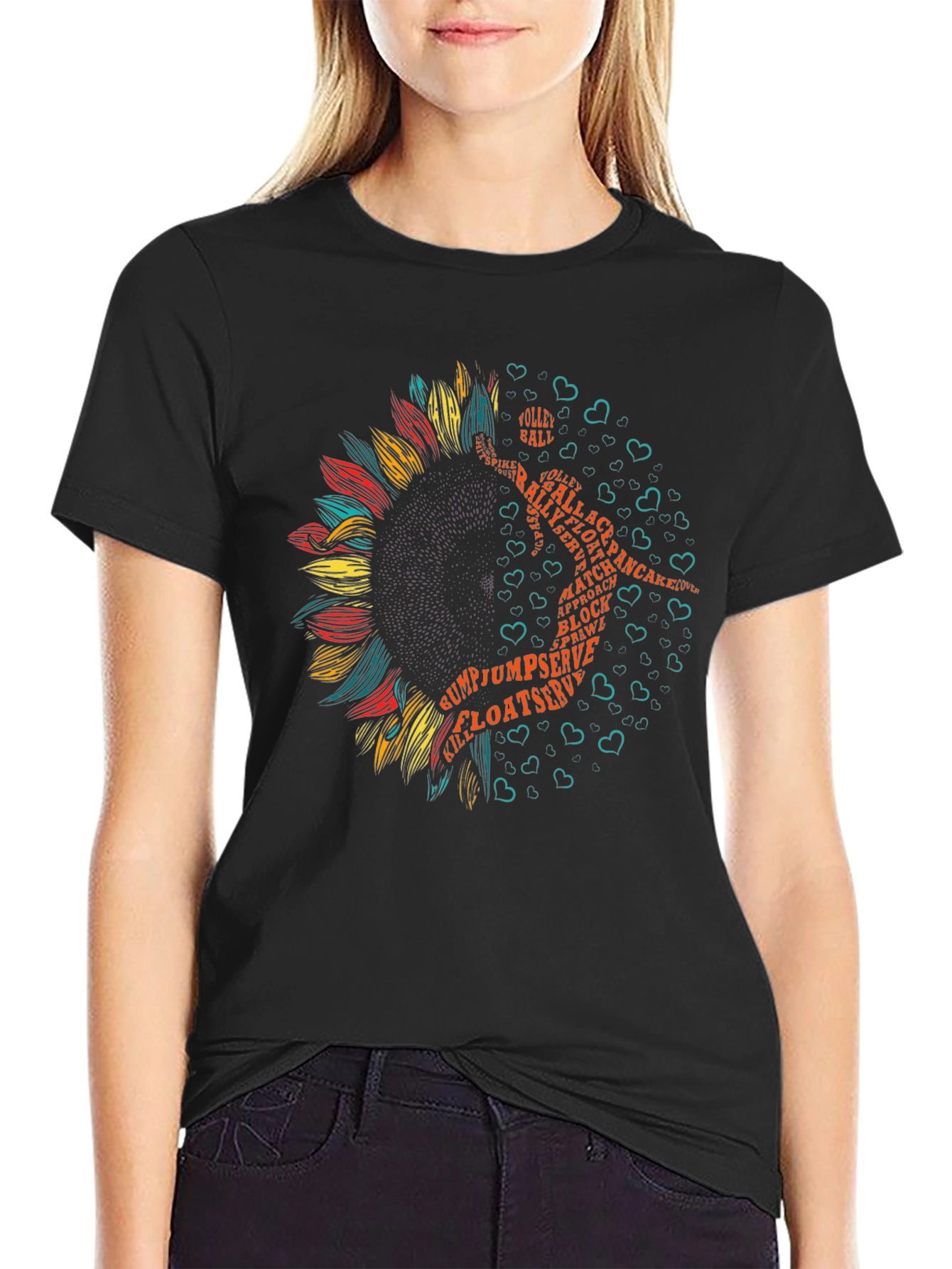 Volleyball Sunflower Graphic Tee - Sporty Style