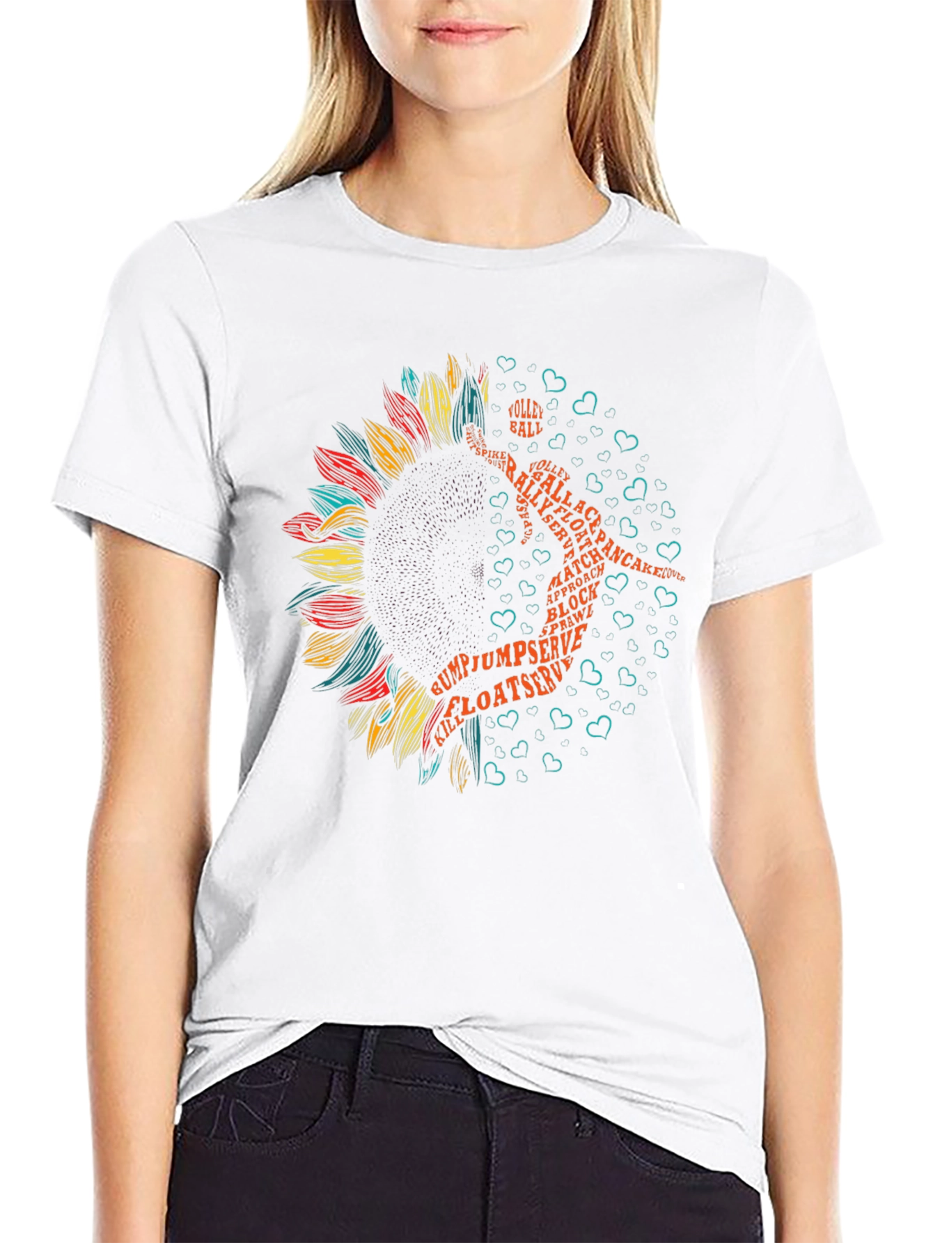 Volleyball Sunflower Graphic Tee - Sporty Style