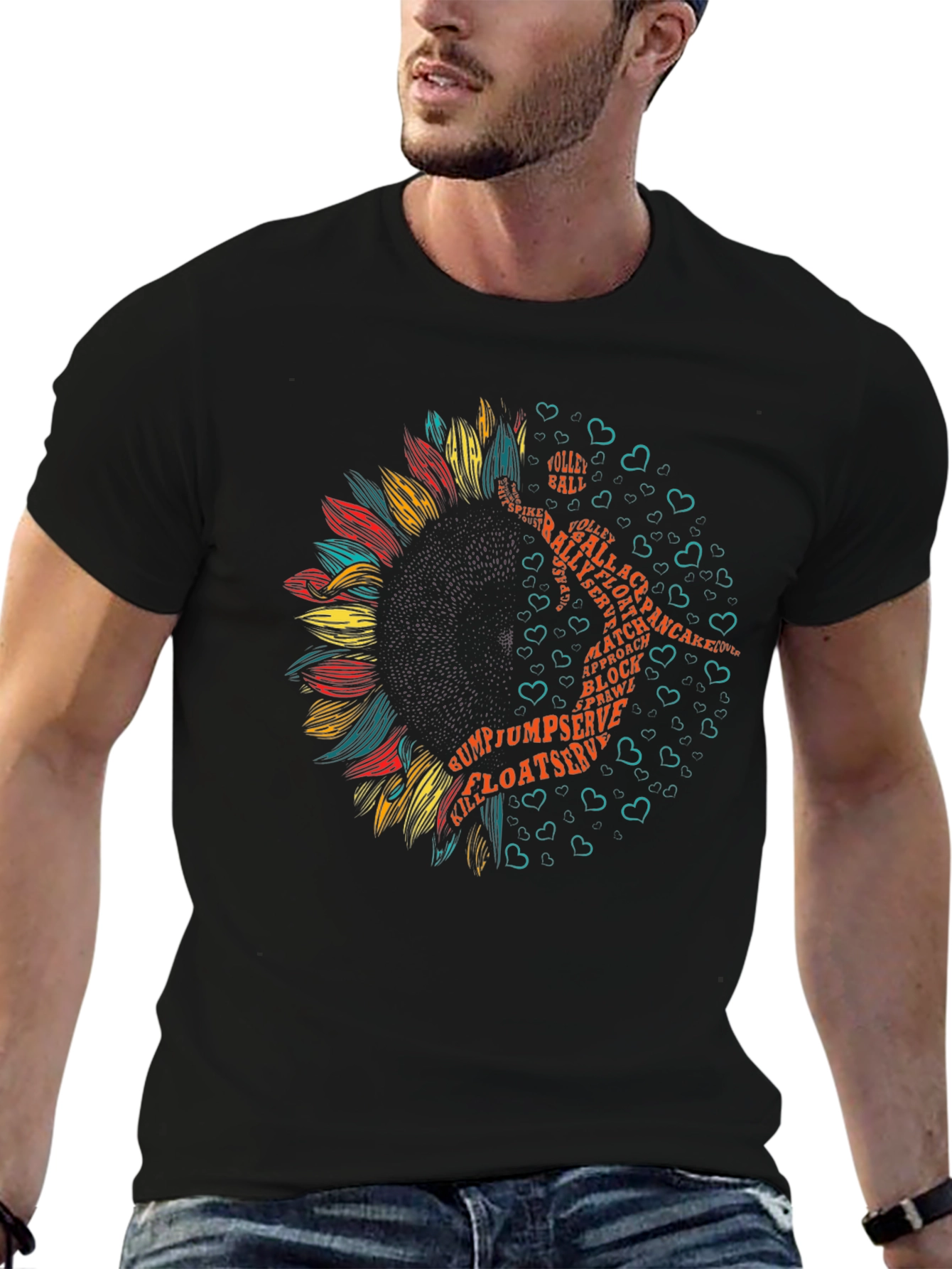 Volleyball Sunflower Graphic Tee - Sporty Style