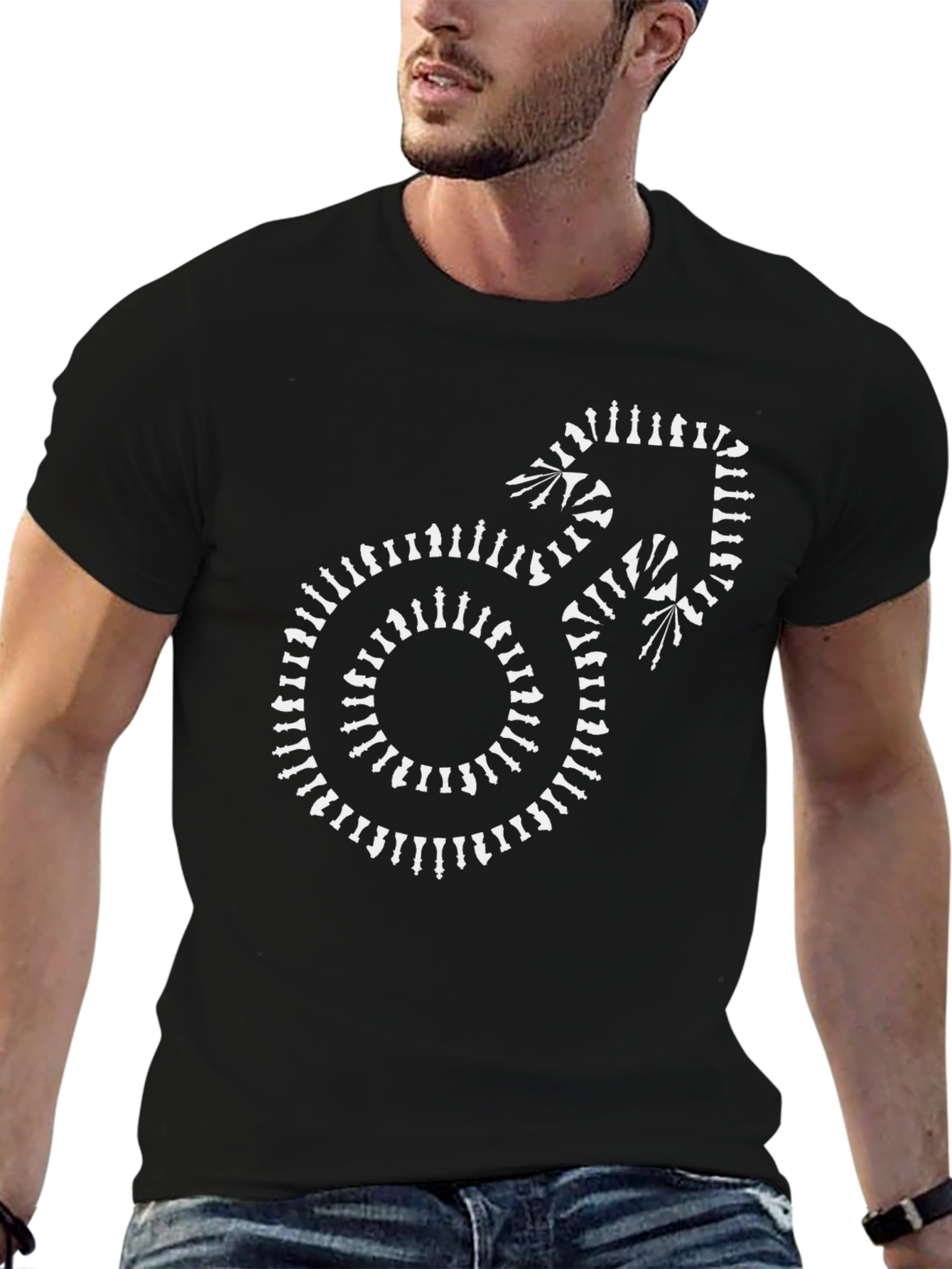 Chess Piece Male Symbol Graphic Tee - Black