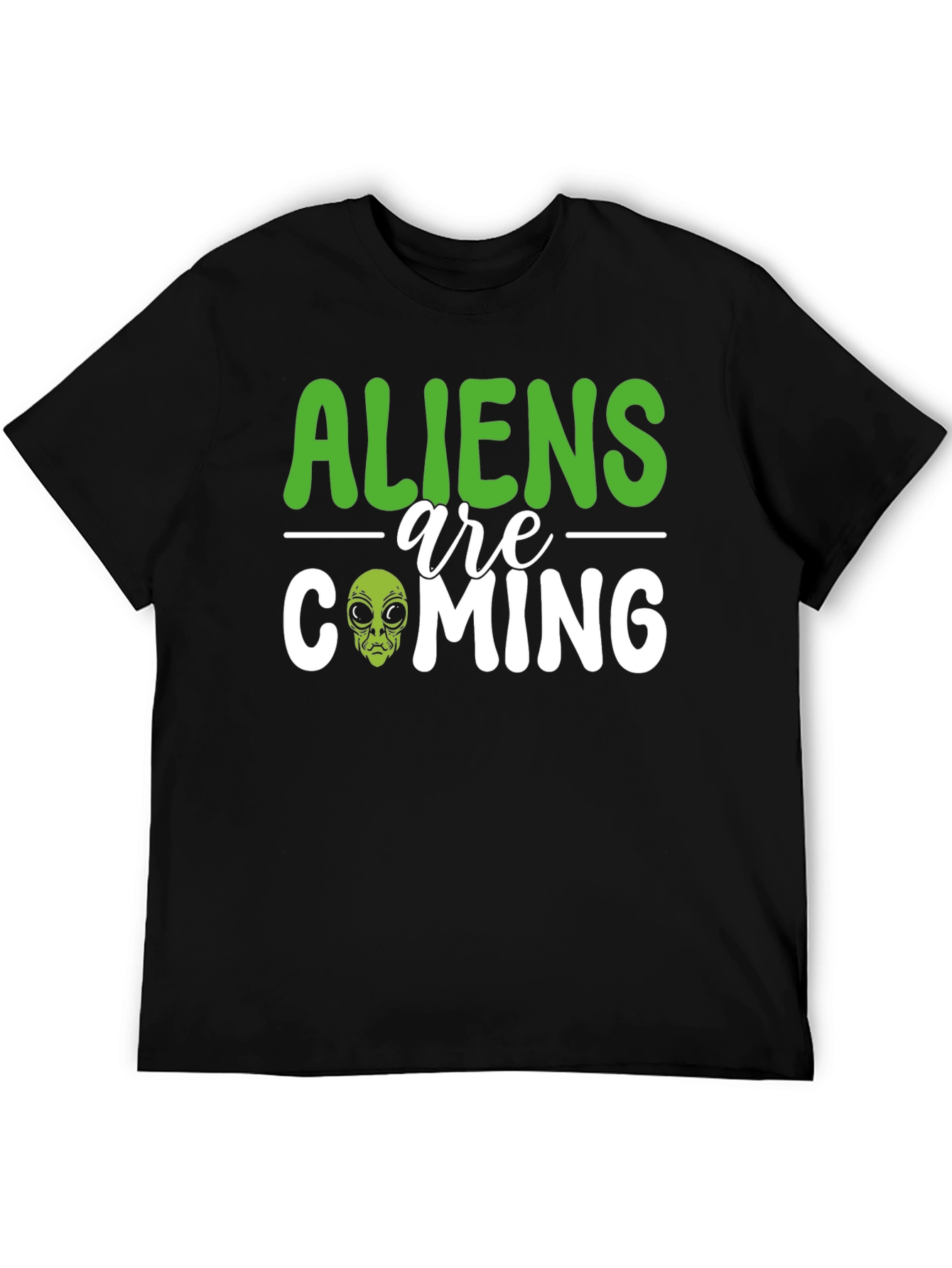 Aliens Are Coming Graphic T-Shirt - Black Cotton Tee