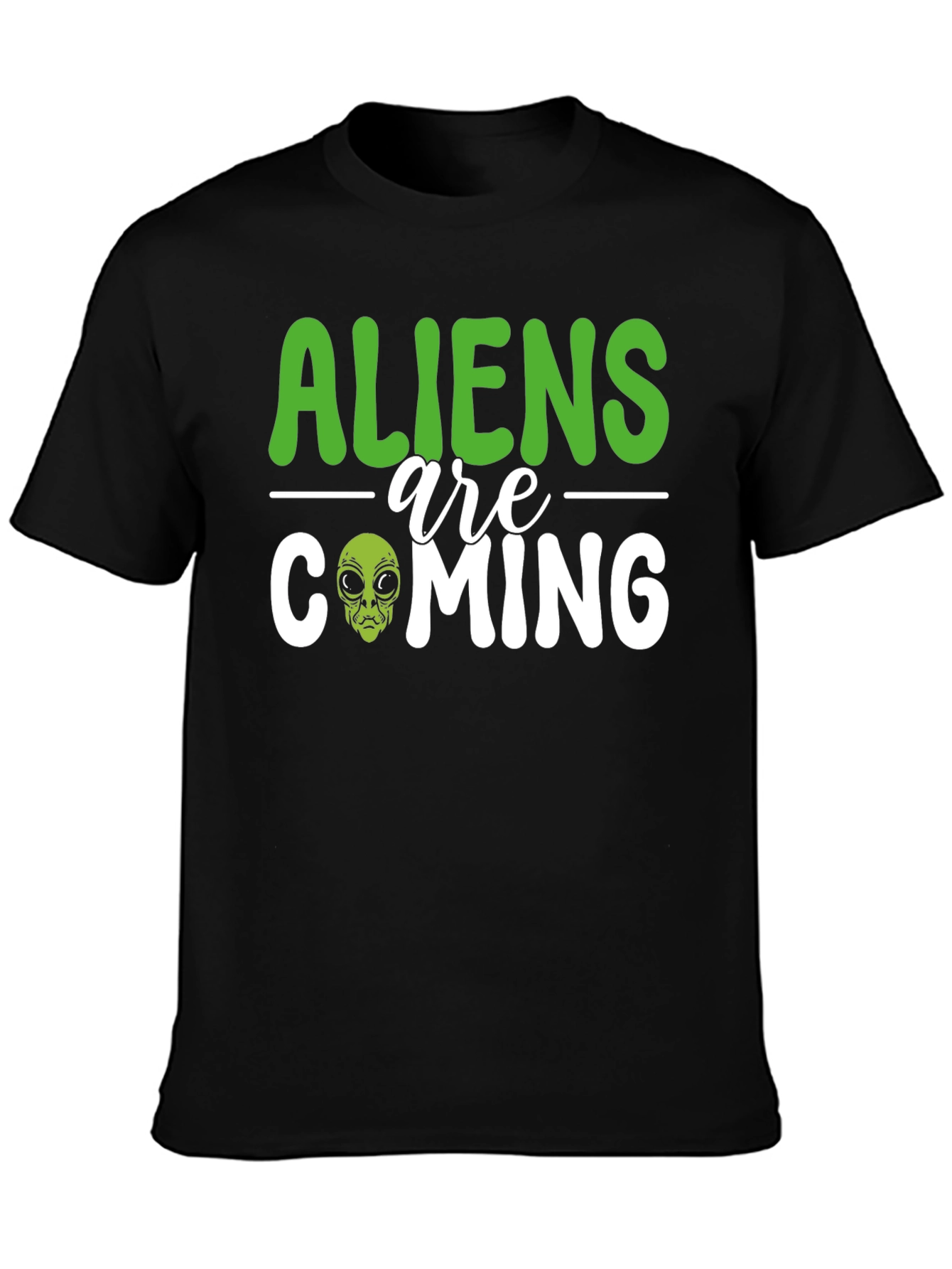 Aliens Are Coming Graphic T-Shirt - Black Cotton Tee
