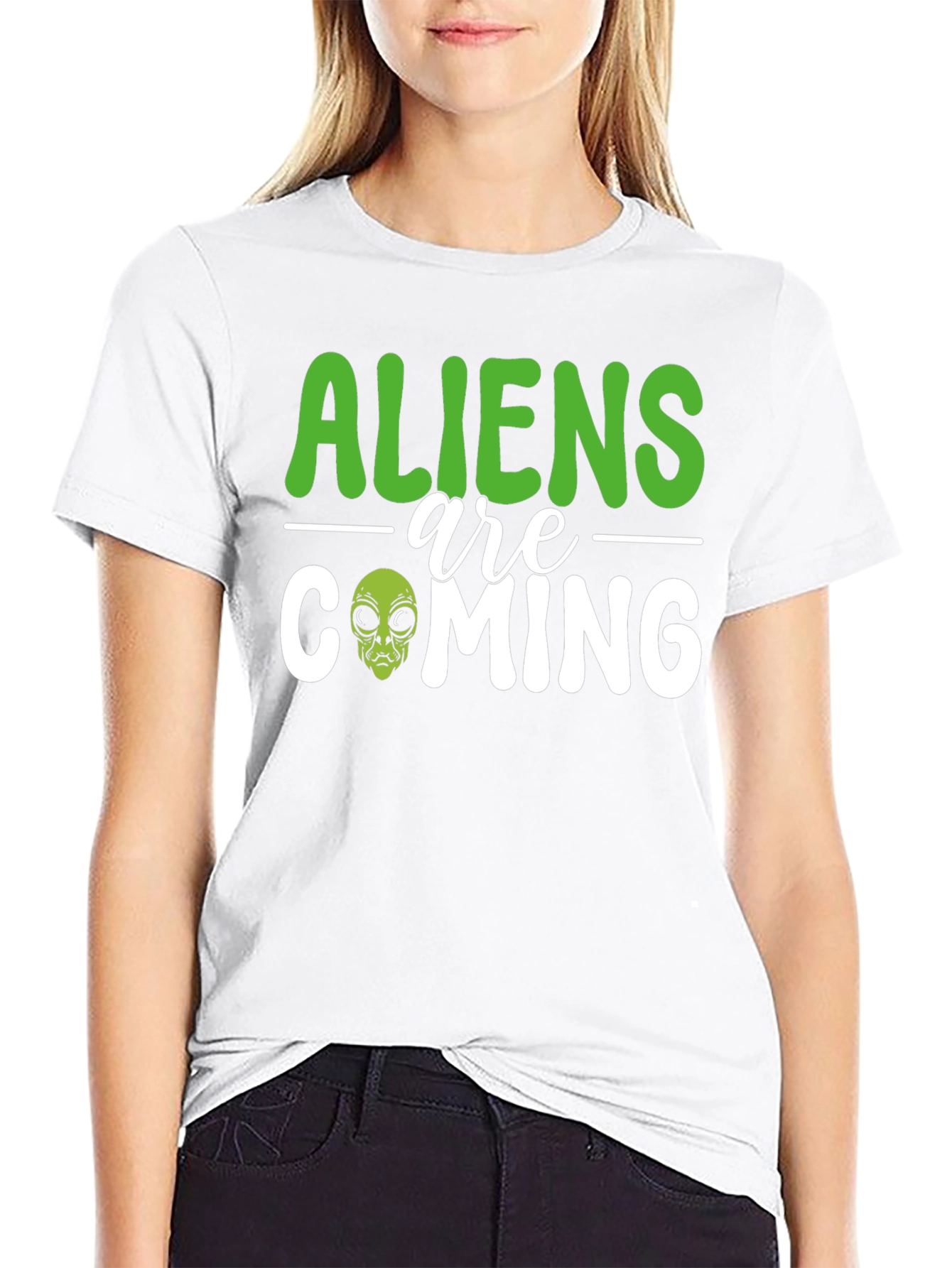Aliens Are Coming Graphic T-Shirt - Black Cotton Tee