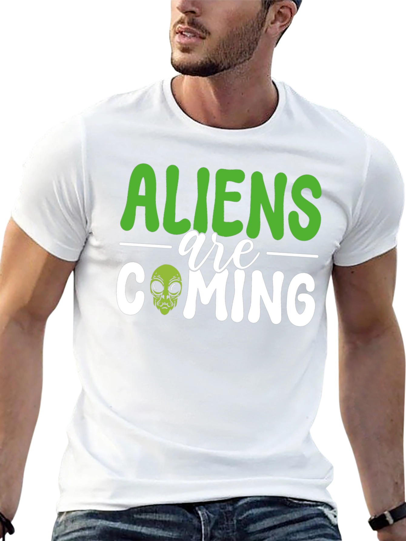 Aliens Are Coming Graphic T-Shirt - Black Cotton Tee