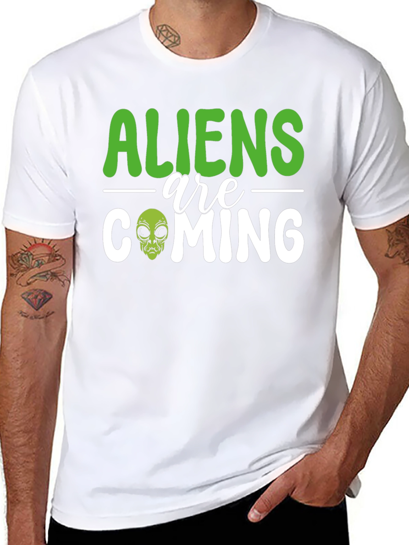 Aliens Are Coming Graphic T-Shirt - Black Cotton Tee