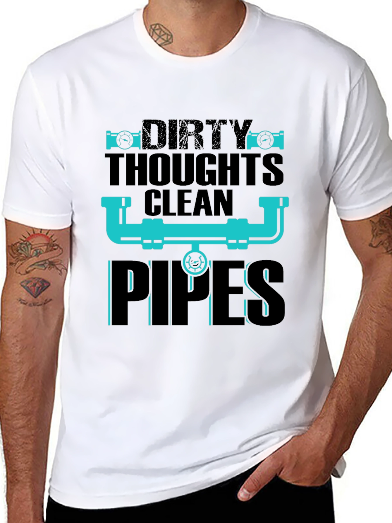 Dirty Thoughts Clean Pipes Plumber T-Shirt