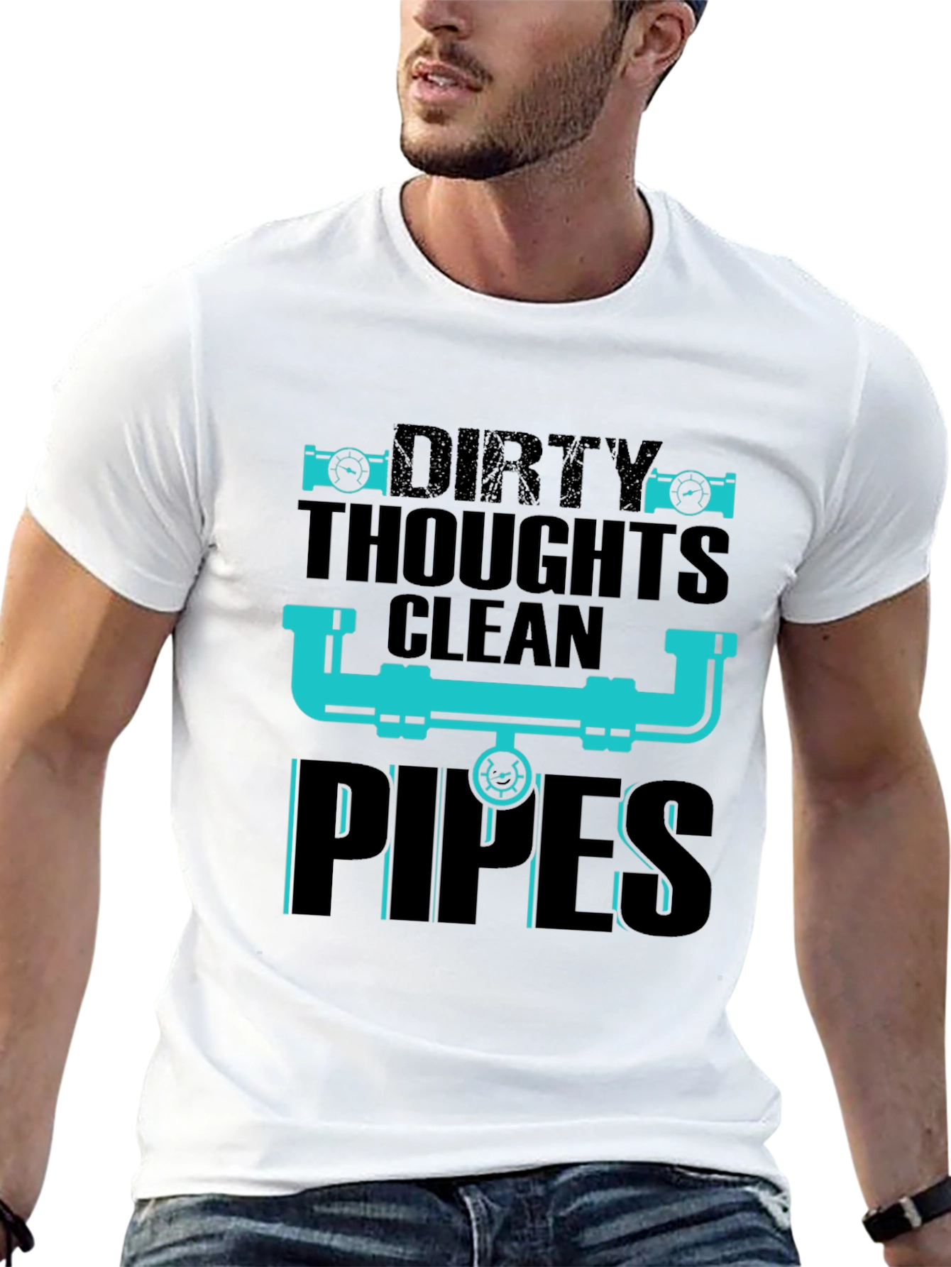 Dirty Thoughts Clean Pipes Plumber T-Shirt