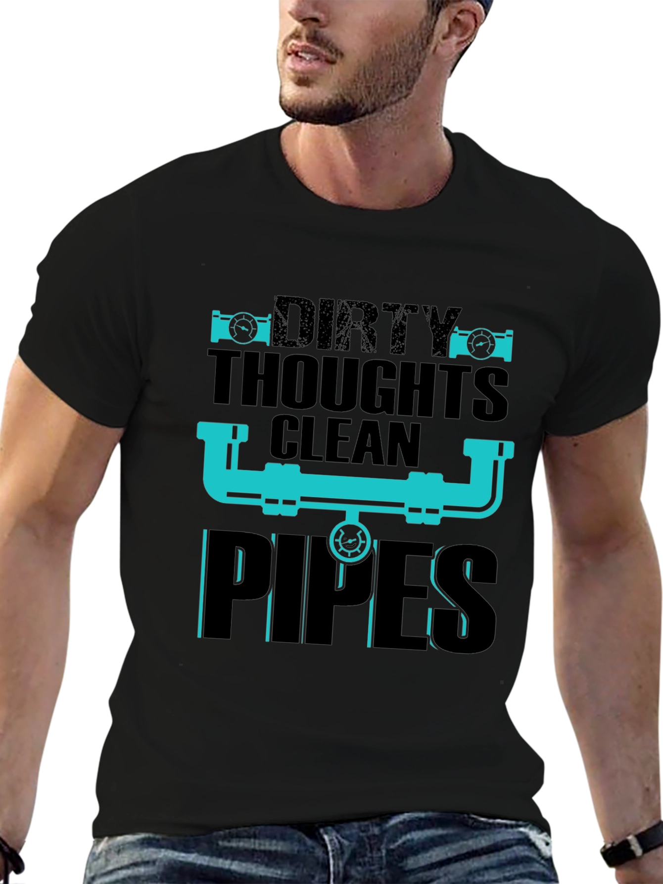 Dirty Thoughts Clean Pipes Plumber T-Shirt