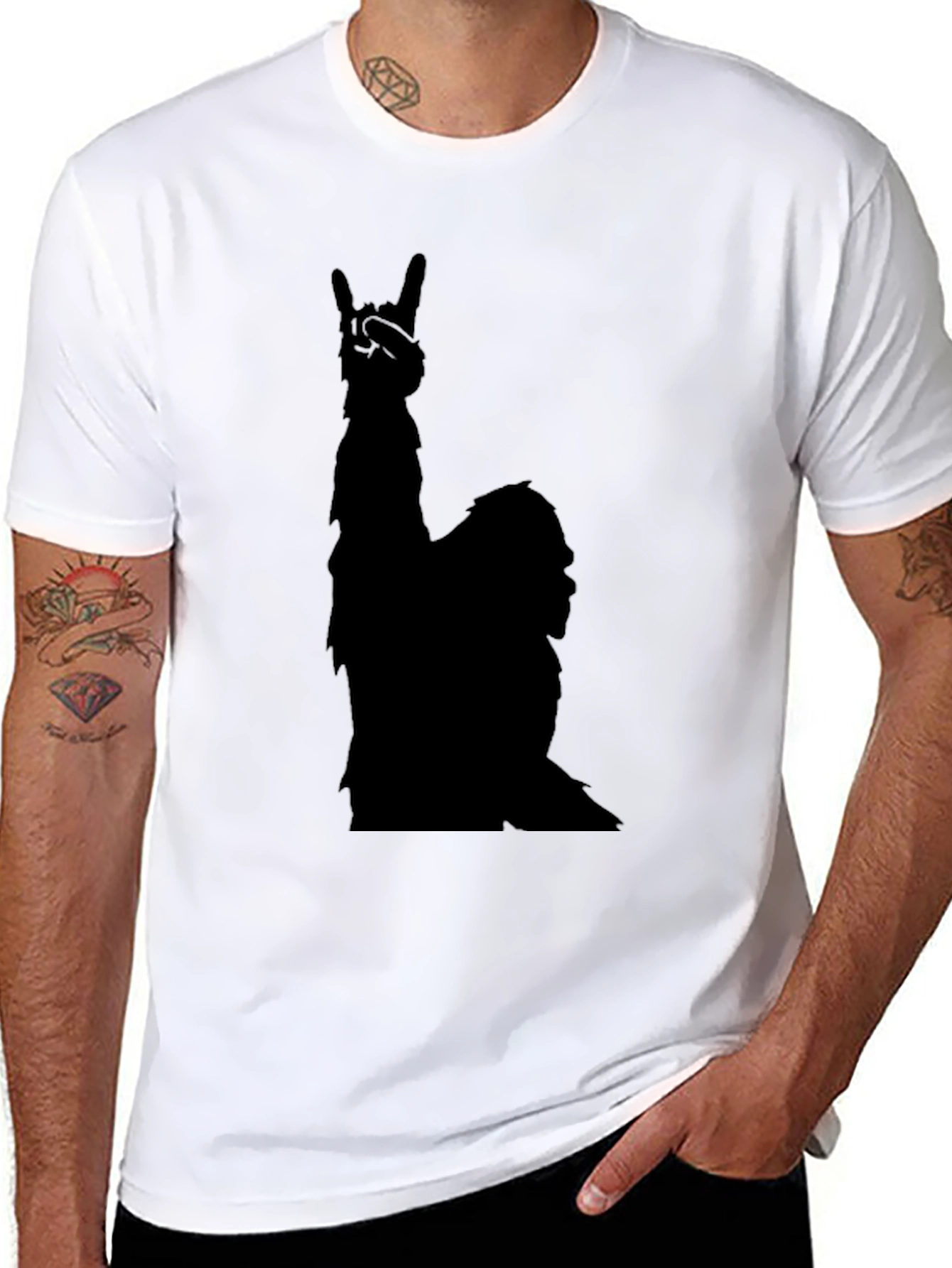 Rock On Llama Black T-Shirt