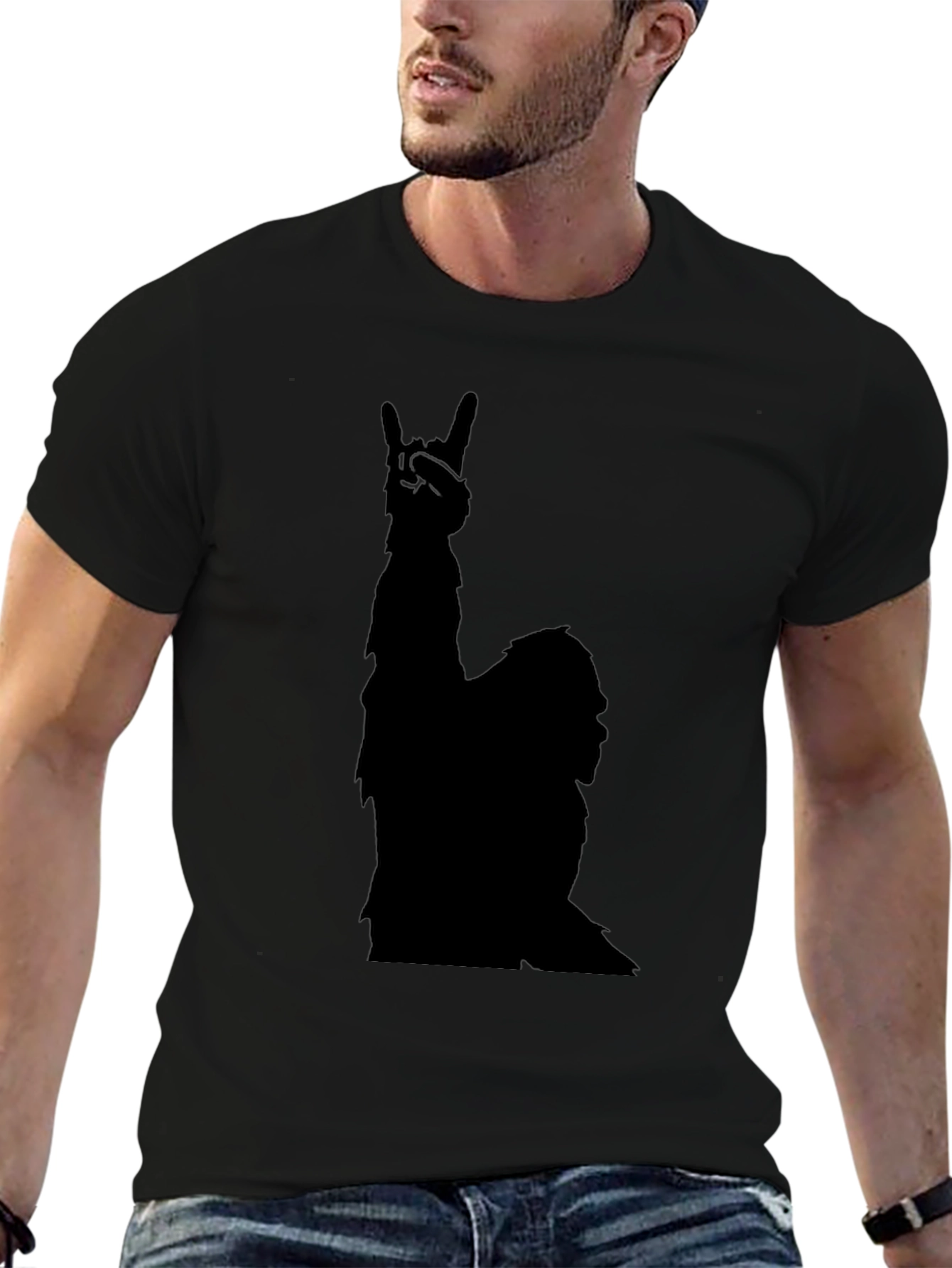 Rock On Llama Black T-Shirt