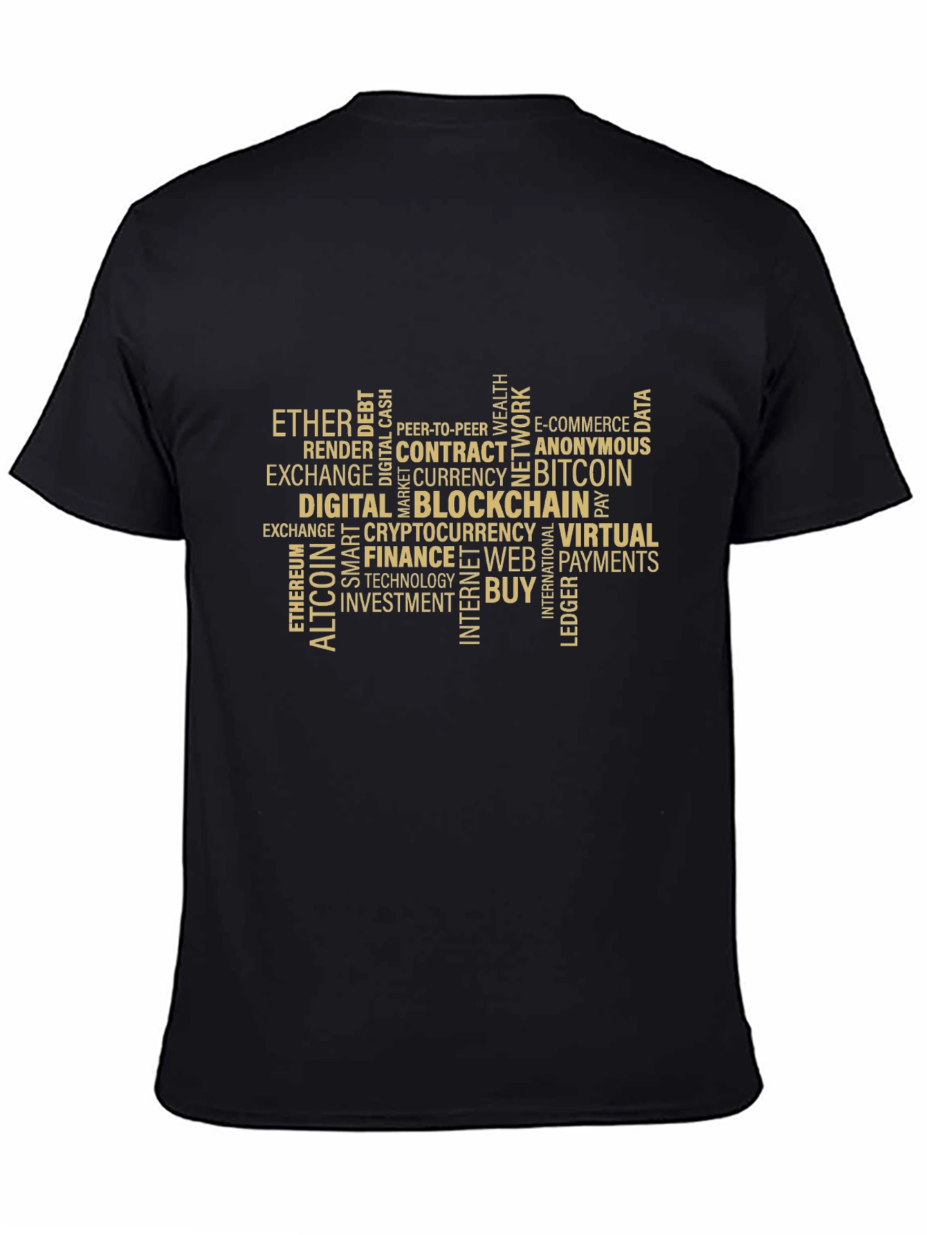 Bitcoin Blockchain Word Art Graphic T-Shirt