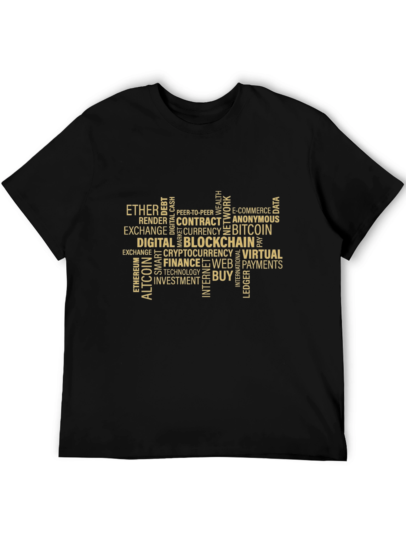 Bitcoin Blockchain Word Art Graphic T-Shirt