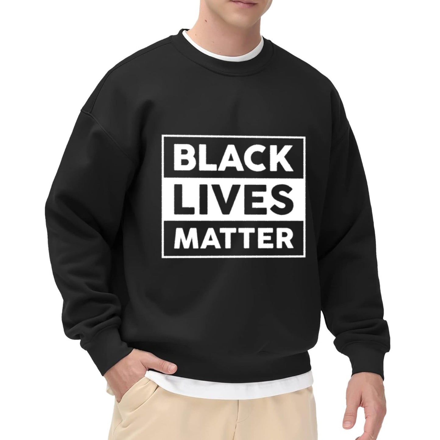 Black Lives Matter Crewneck Sweatshirt – Bold White Block Graphic, Unisex Fit