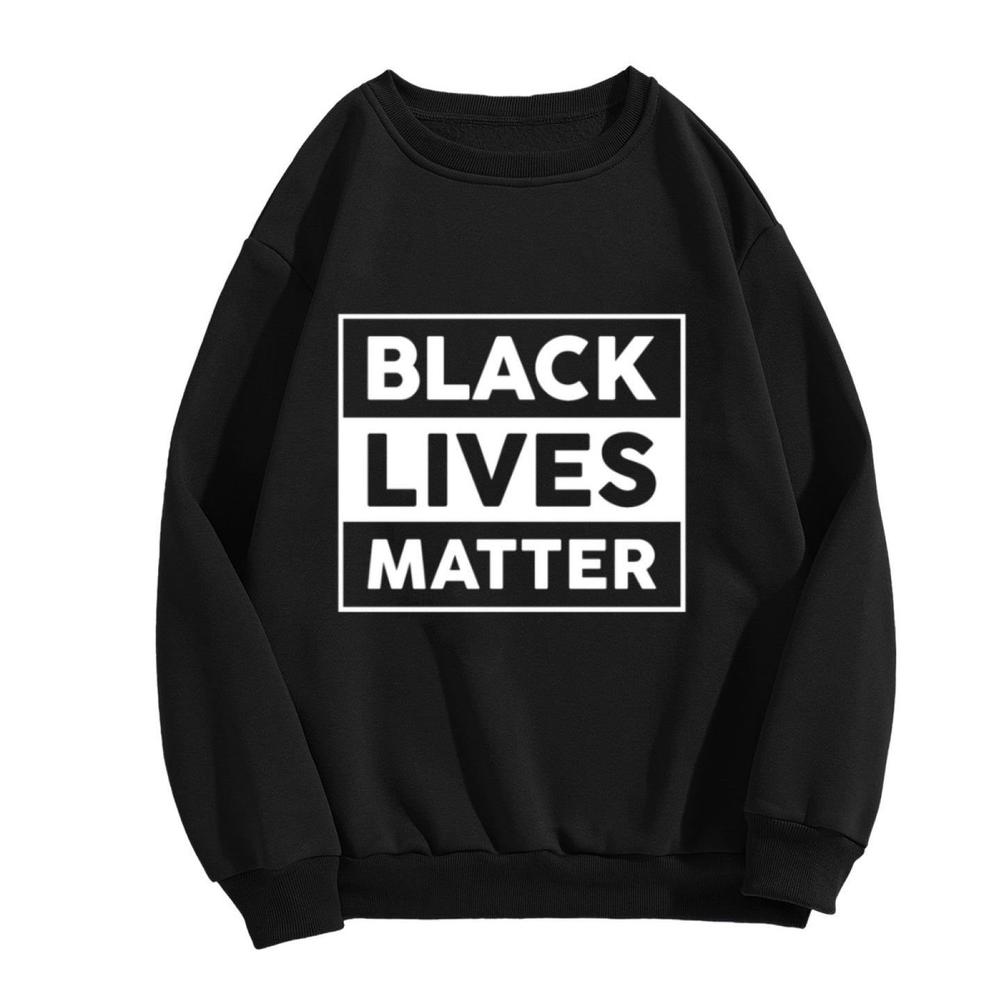 Black Lives Matter Crewneck Sweatshirt – Bold White Block Graphic, Unisex Fit
