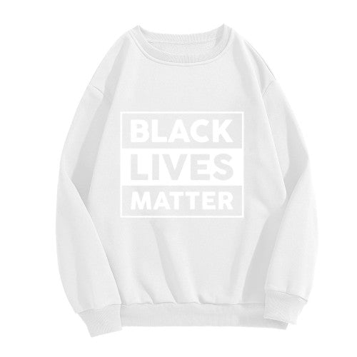 Black Lives Matter Crewneck Sweatshirt – Bold White Block Graphic, Unisex Fit