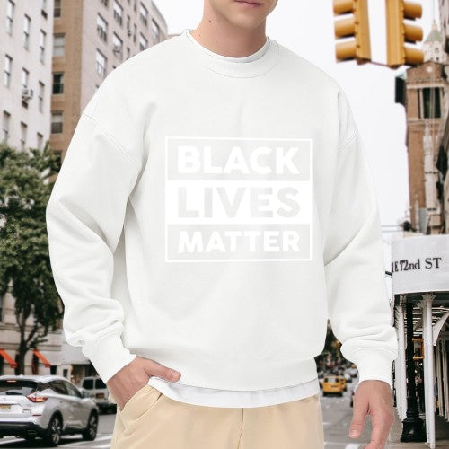 Black Lives Matter Crewneck Sweatshirt – Bold White Block Graphic, Unisex Fit