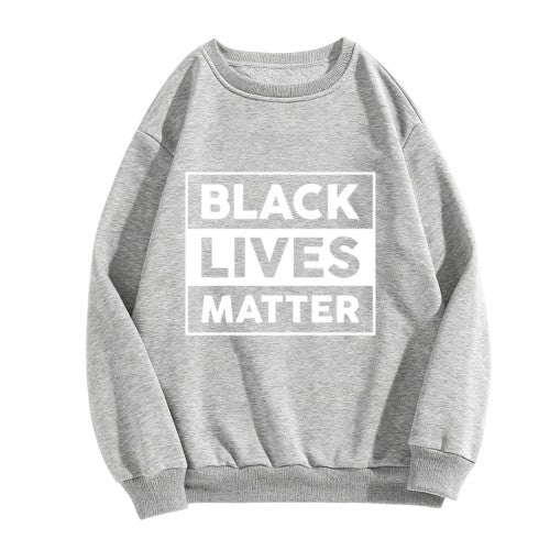 Black Lives Matter Crewneck Sweatshirt – Bold White Block Graphic, Unisex Fit
