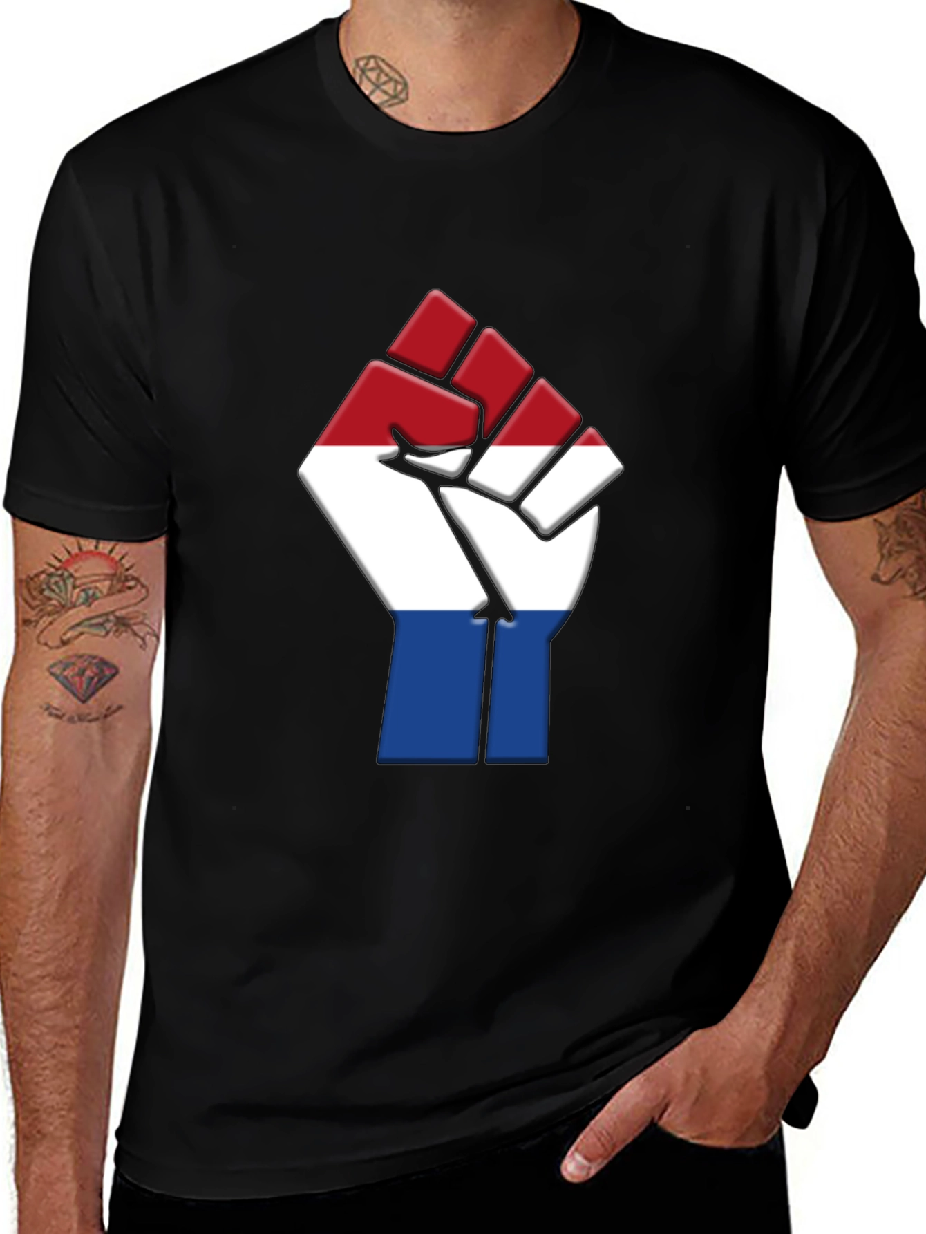 Netherlands Flag Fist T-Shirt - Black Pride Tee