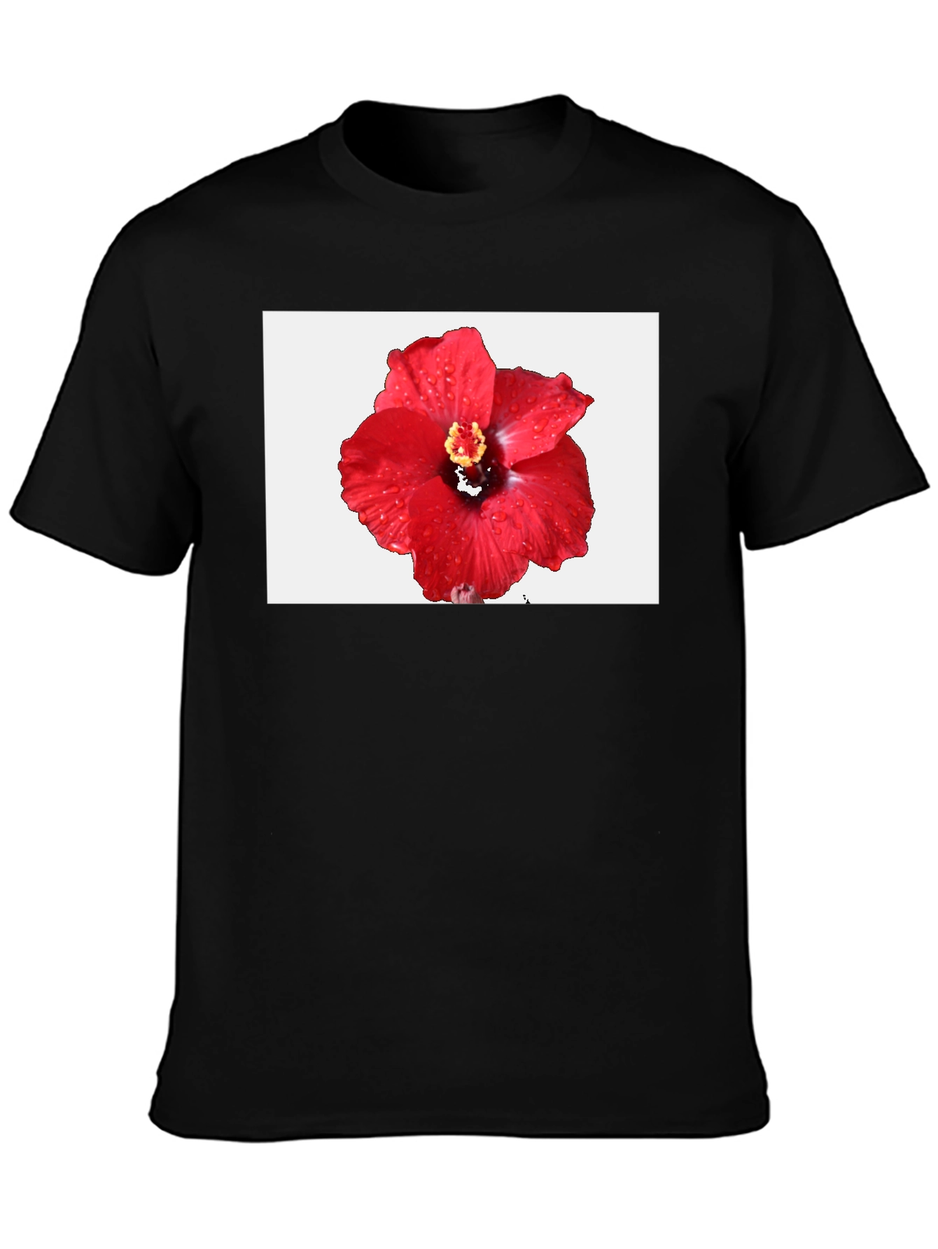 Hibiscus Flower T-Shirt - Black Cotton Tee