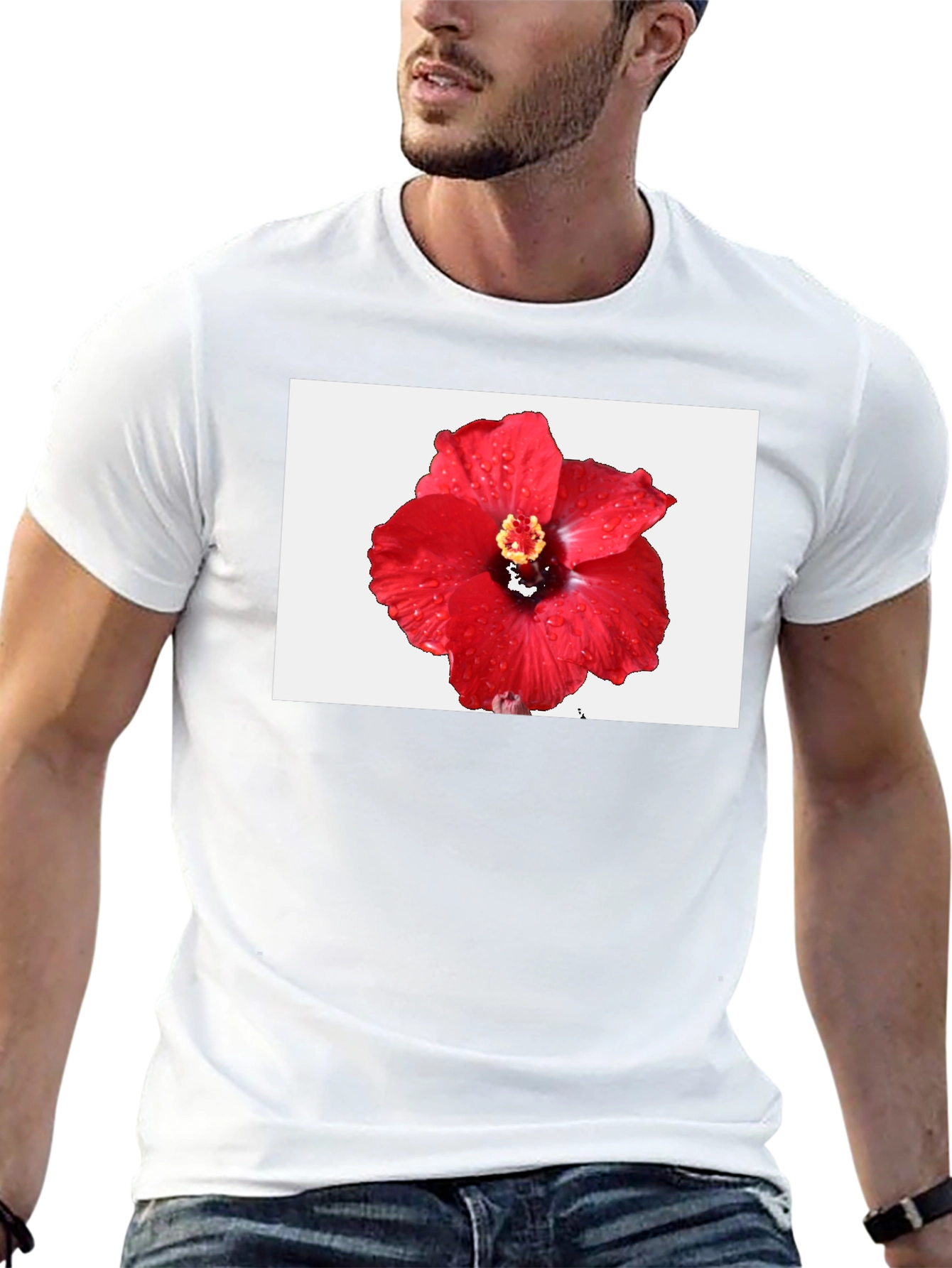 Hibiscus Flower T-Shirt - Black Cotton Tee