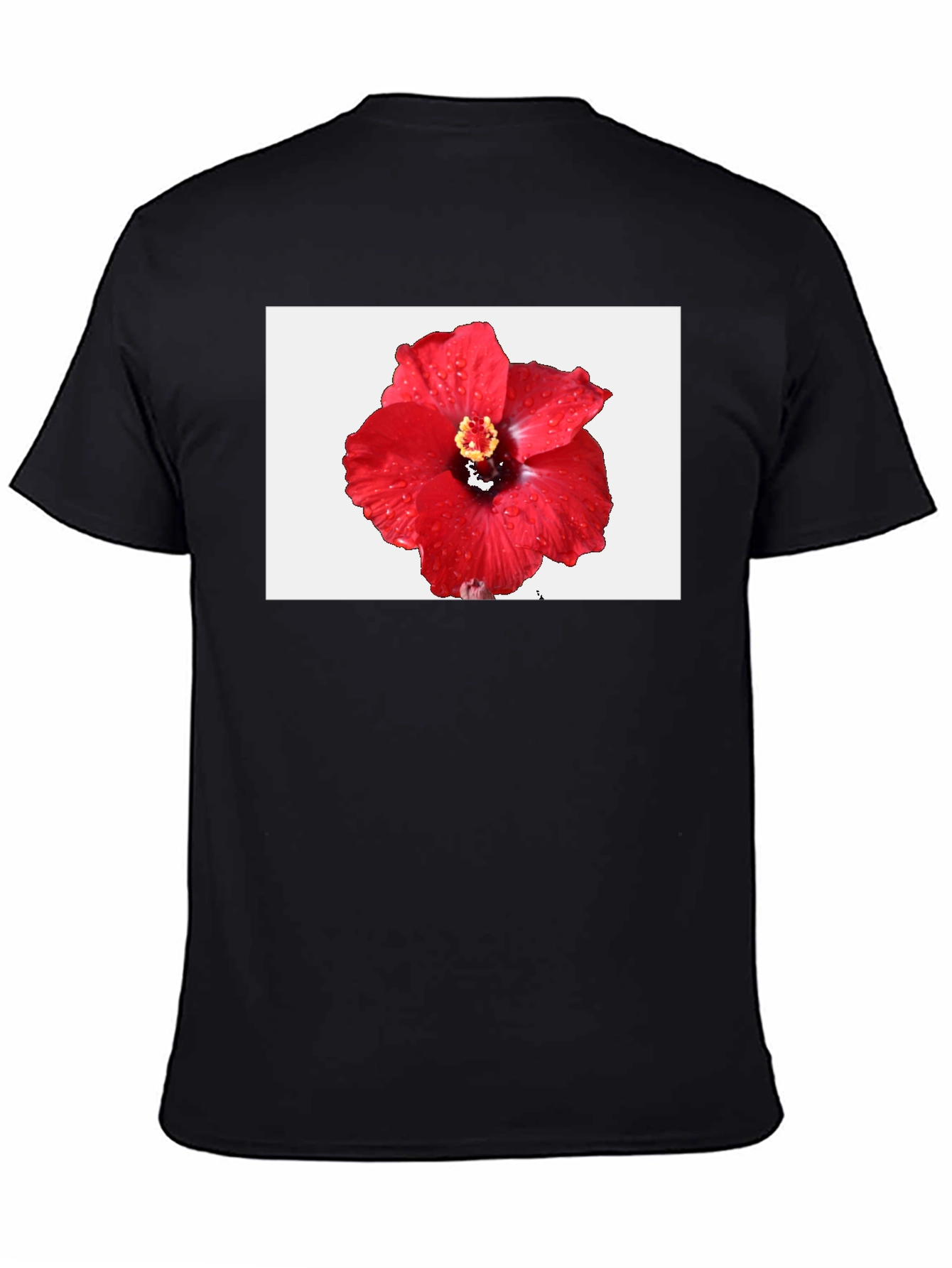 Hibiscus Flower T-Shirt - Black Cotton Tee