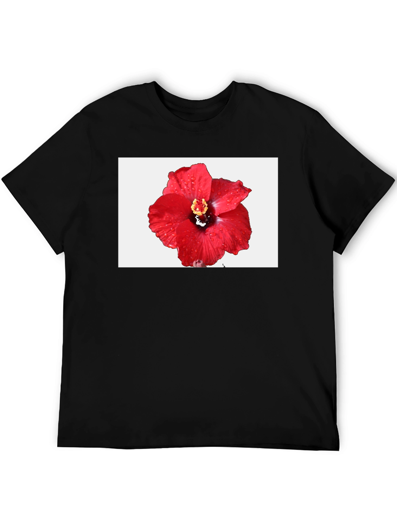 Hibiscus Flower T-Shirt - Black Cotton Tee