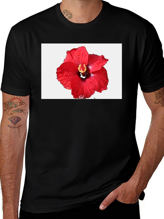 Hibiscus Flower T-Shirt - Black Cotton Tee
