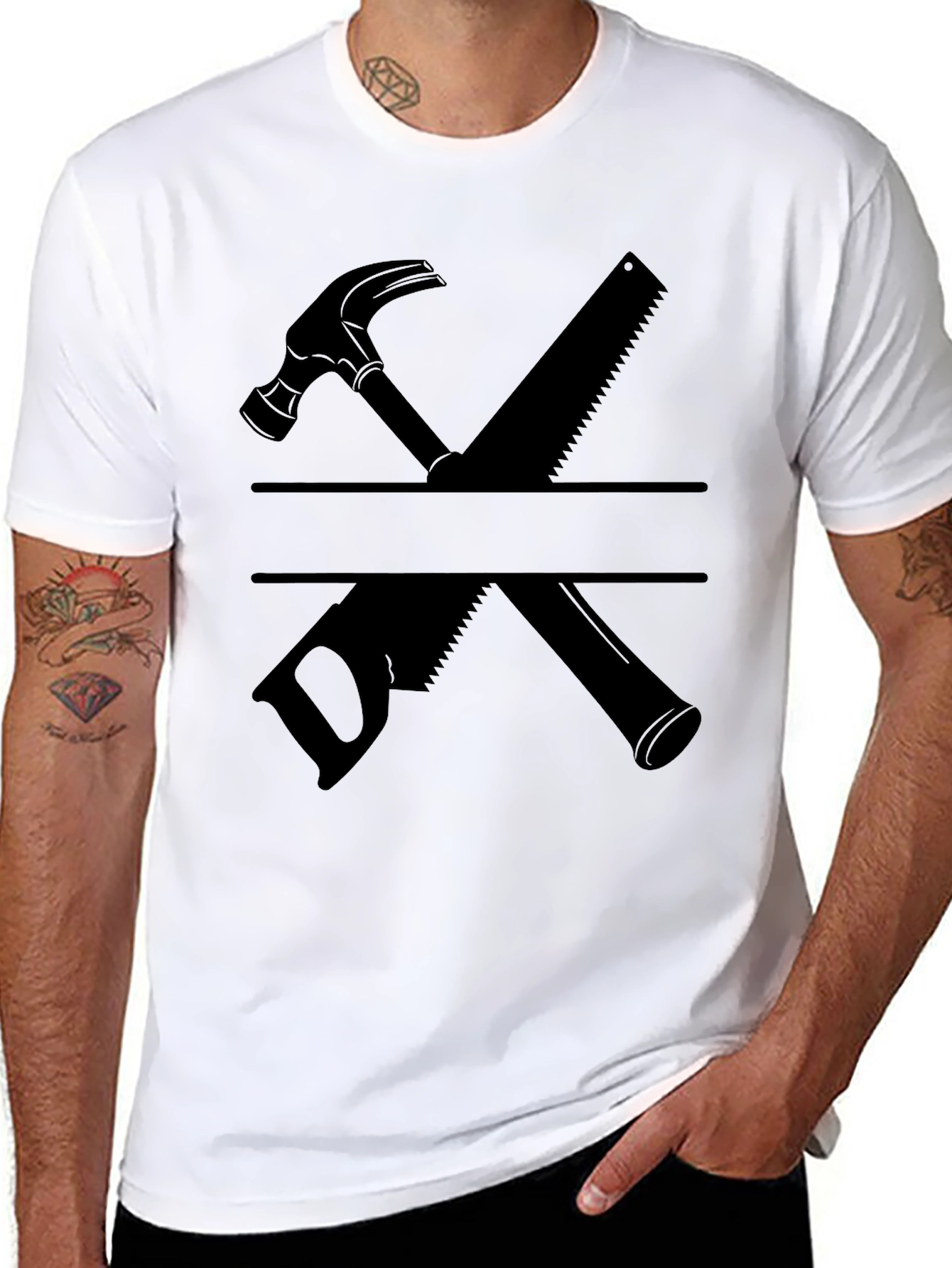Carpenter Hammer and Saw Graphic T-Shirt